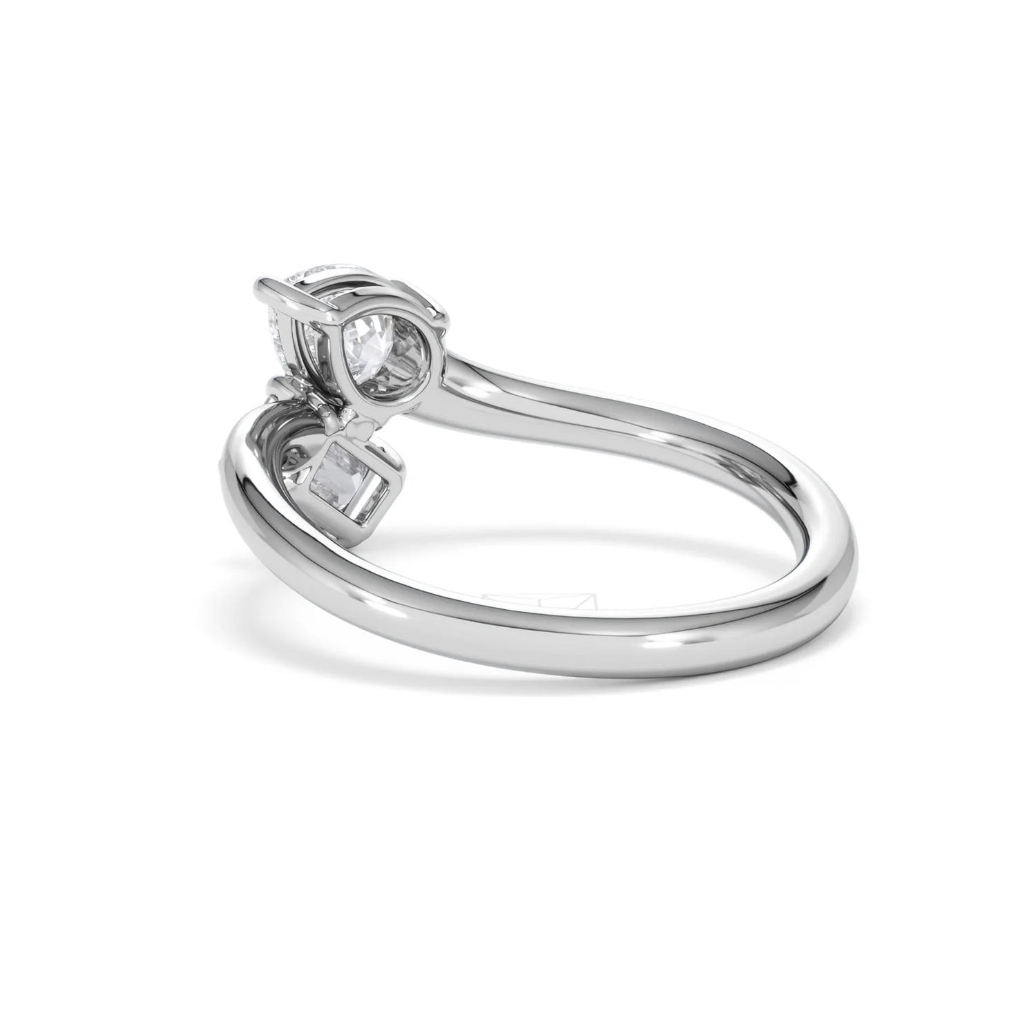 Toi et Moi Emerald and Pear Cut Lab Diamond Ring 1.00ct F/VS in 9K White Gold - Image 60