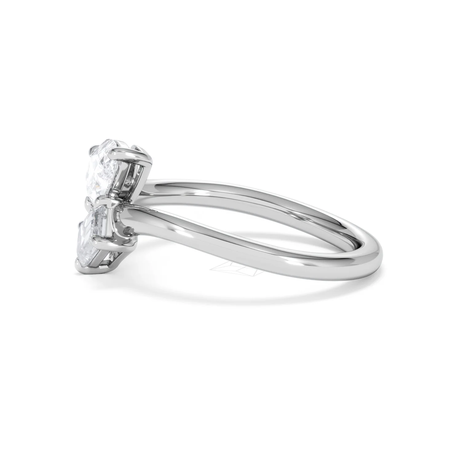 Toi et Moi Emerald and Pear Cut Lab Diamond Ring 1.00ct F/VS in 9K White Gold - Image 73