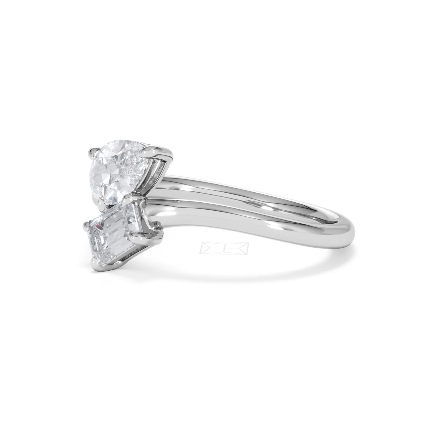 Toi et Moi Emerald and Pear Cut Lab Diamond Ring 1.00ct F/VS in 9K White Gold - Image 79