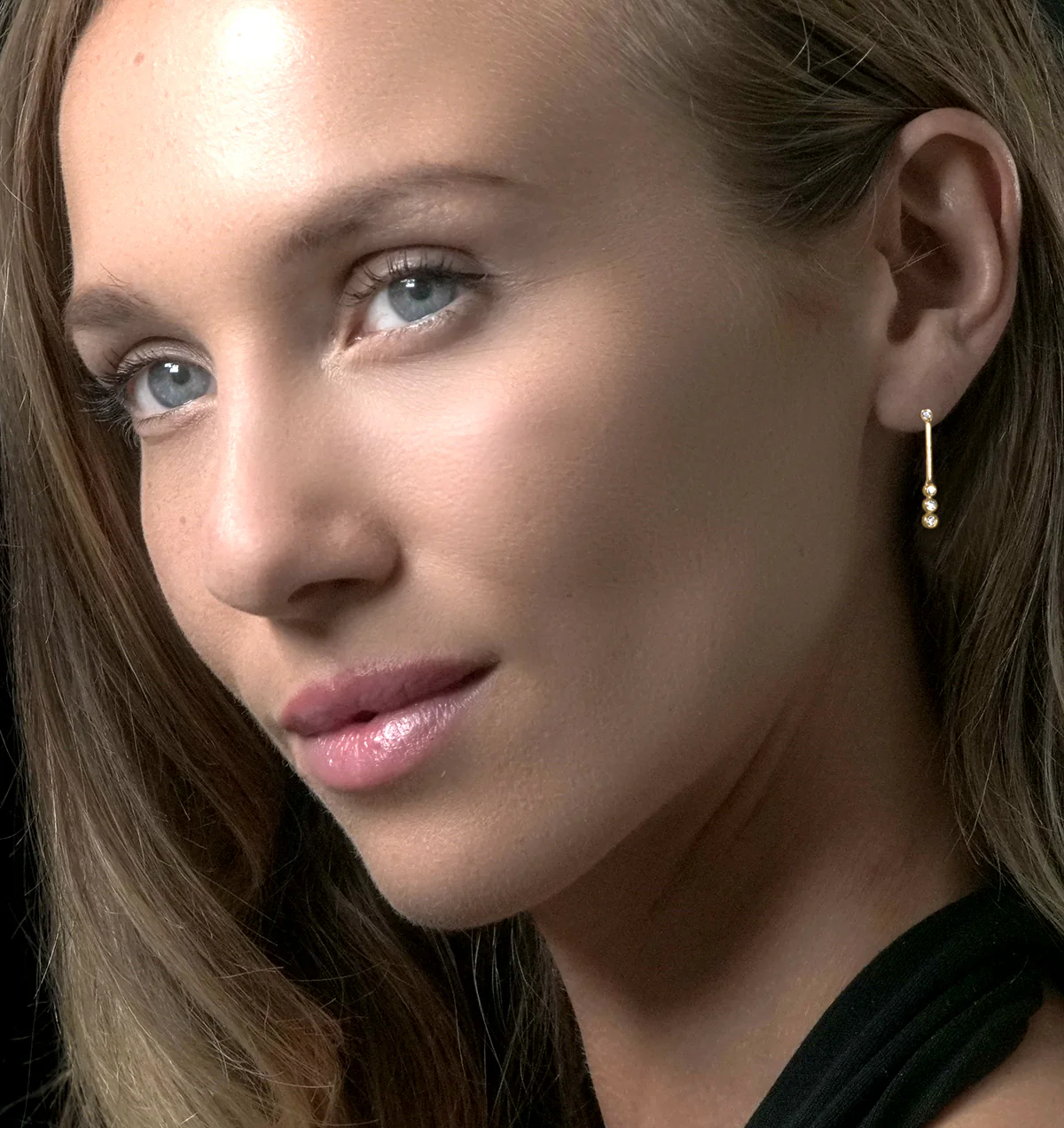Trilogy Drop Earrings 0.12ct Lab Diamonds 18K Gold Vermeil - Image 3