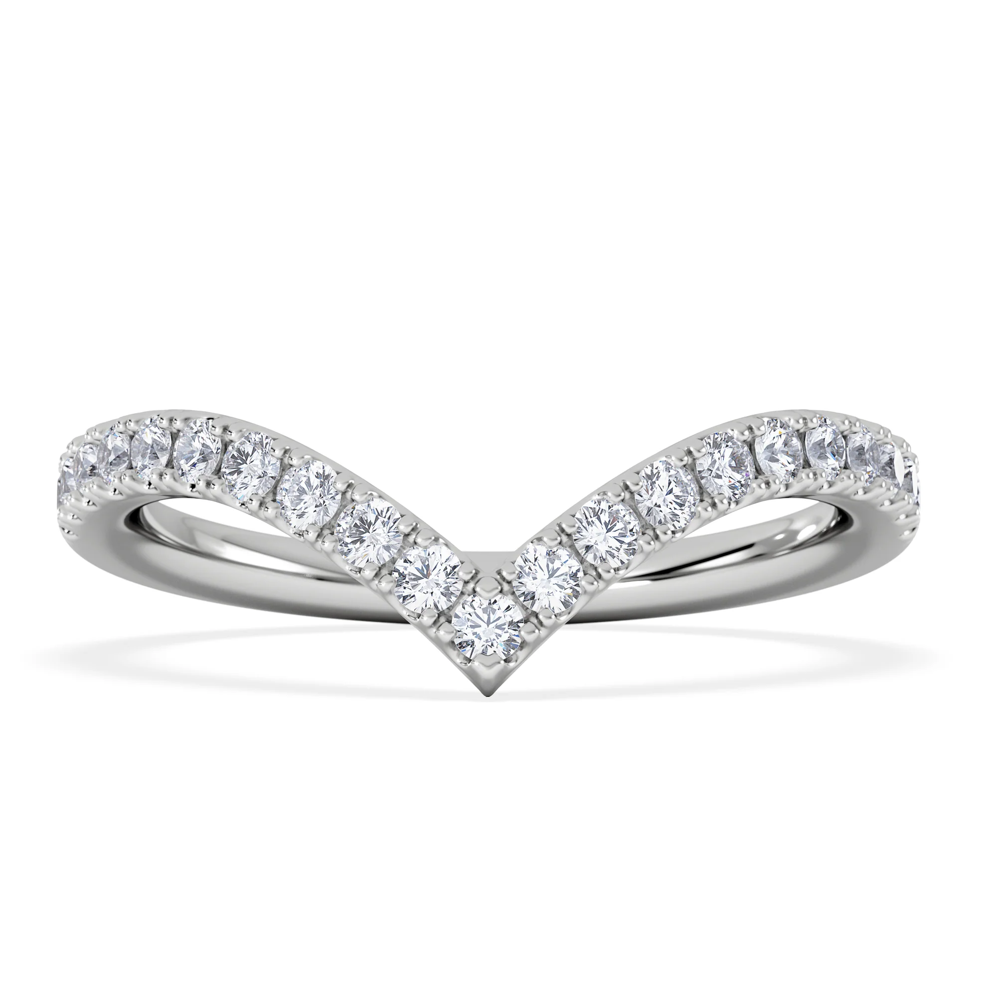 Vela 0.35ct Round Cut Lab Diamond Wishbone Wedding Ring in Platinum - Image 3
