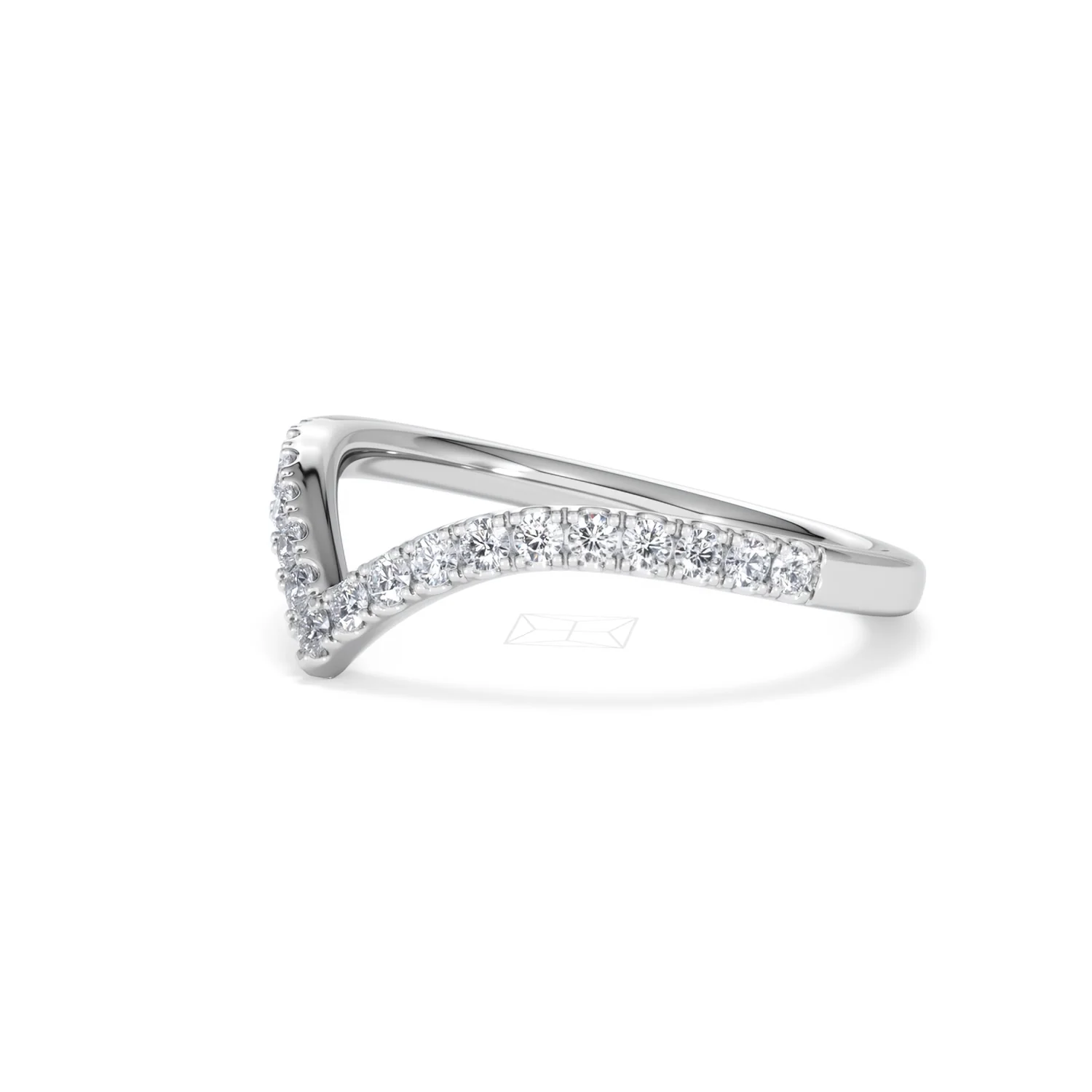 Vela 0.35ct Round Cut Lab Diamond Wishbone Wedding Ring in Platinum - Image 76