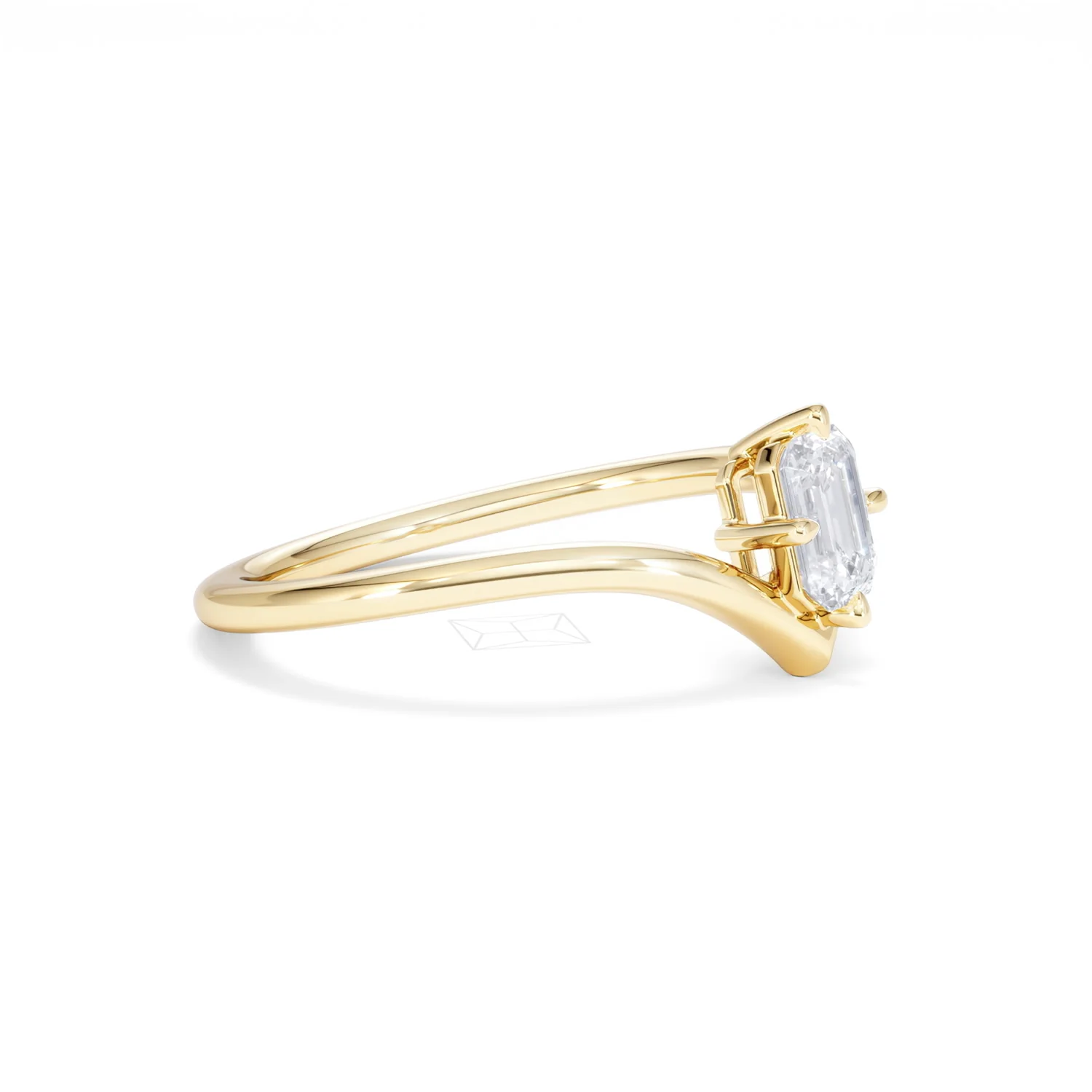 Vela 0.50ct Emerald Cut Lab Diamond Solitaire Engagement Ring in 18K Yellow Gold - Image 21