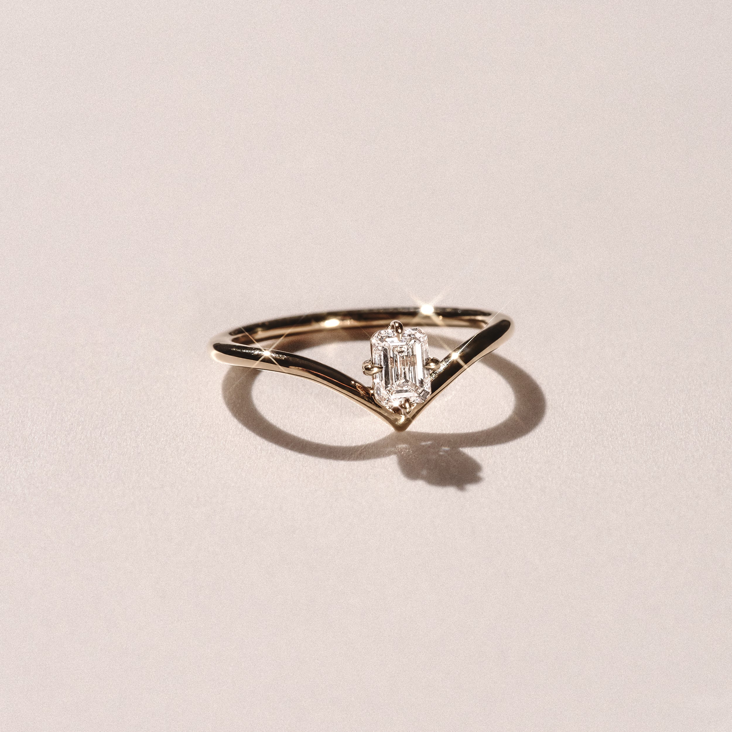 Vela 0.50ct Emerald Cut Lab Diamond Solitaire Engagement Ring in 18K Yellow Gold - Image 6
