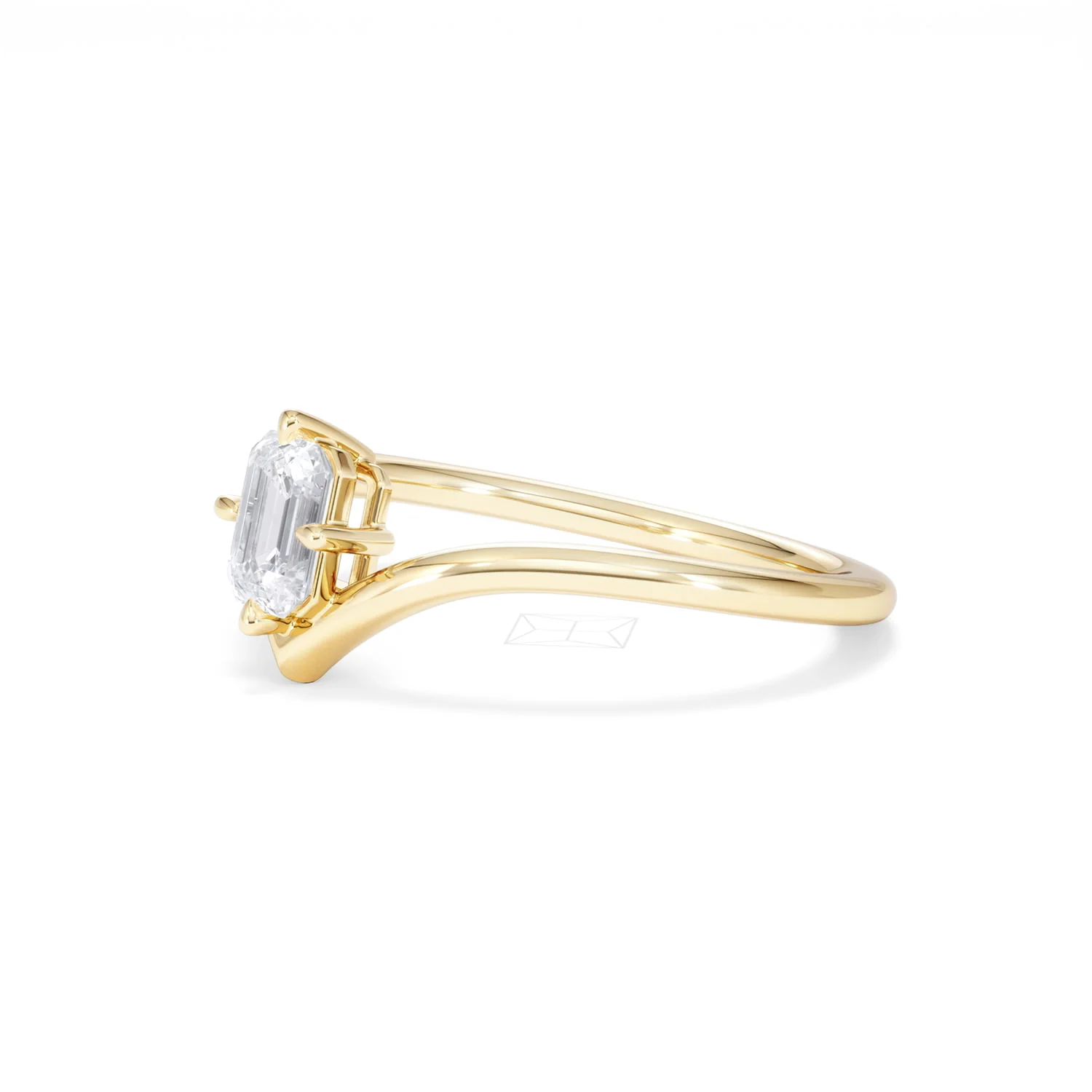 Vela 0.50ct Emerald Cut Lab Diamond Solitaire Engagement Ring in 18K Yellow Gold - Image 76