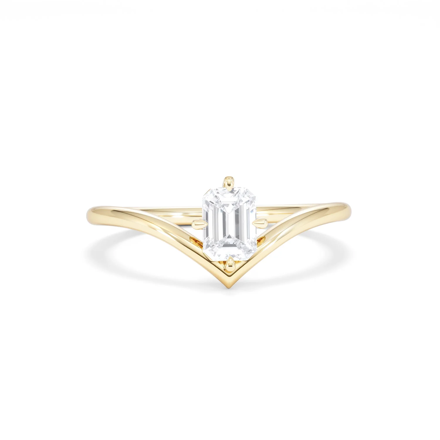 Vela 0.50ct Emerald Cut Lab Diamond Solitaire Engagement Ring in 18K Yellow Gold - Image 9
