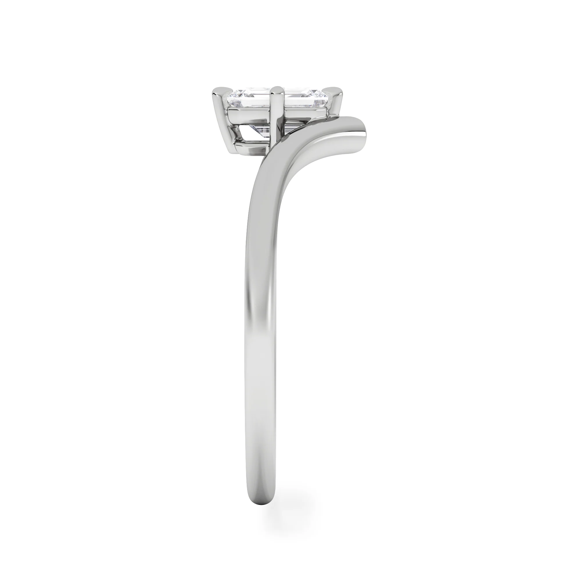 Vela 0.50ct Emerald Cut Lab Diamond Solitaire Engagement Ring in Platinum - Image 5