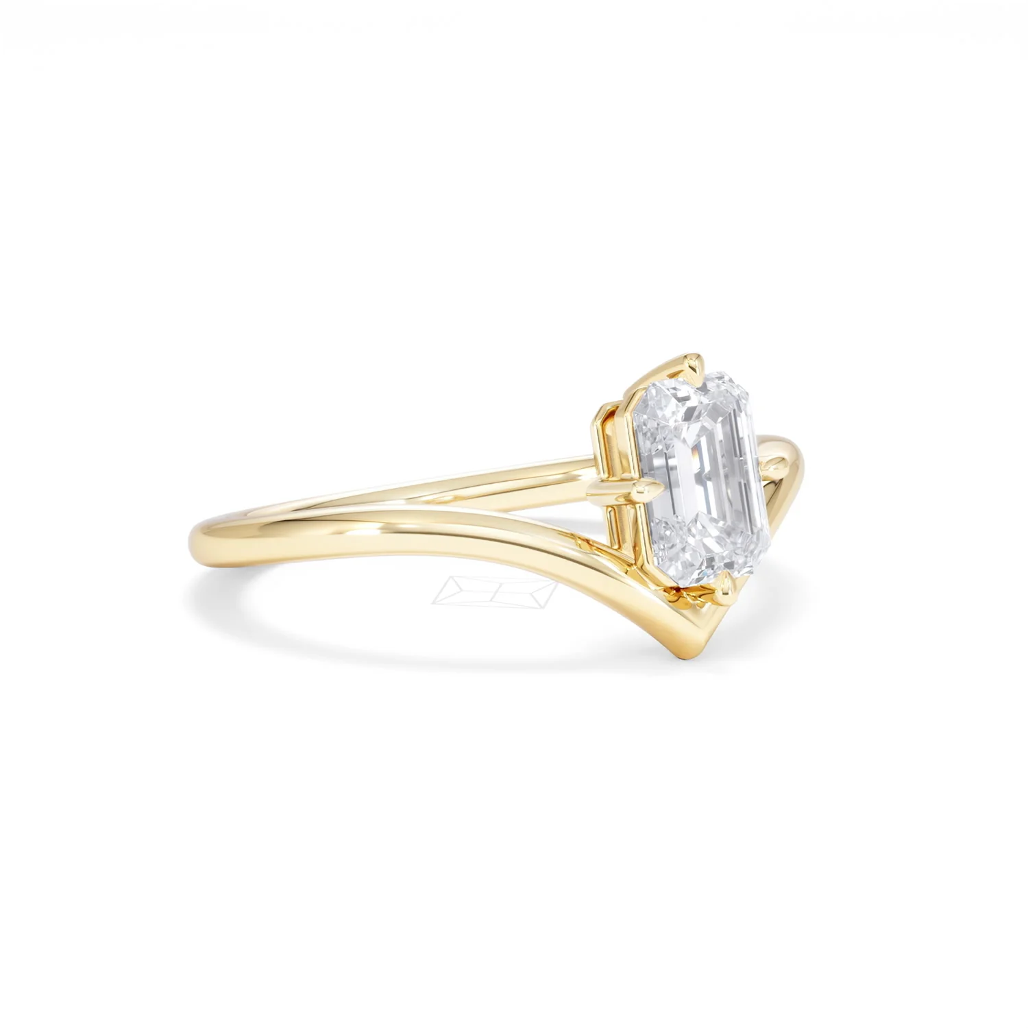 Vela 1.00ct Emerald Cut Lab Diamond Solitaire Engagement Ring in 18K Yellow Gold - Image 16