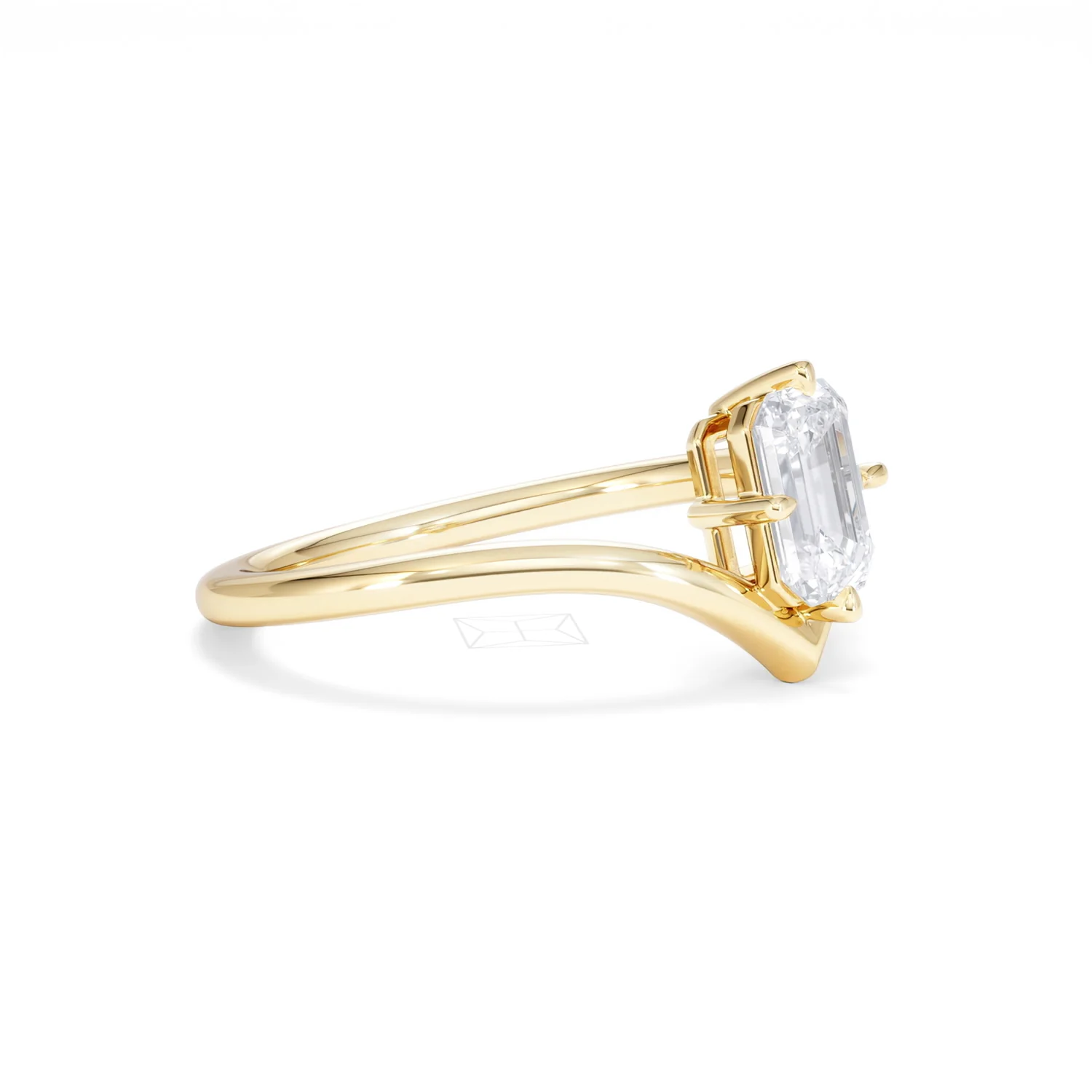 Vela 1.00ct Emerald Cut Lab Diamond Solitaire Engagement Ring in 18K Yellow Gold - Image 20