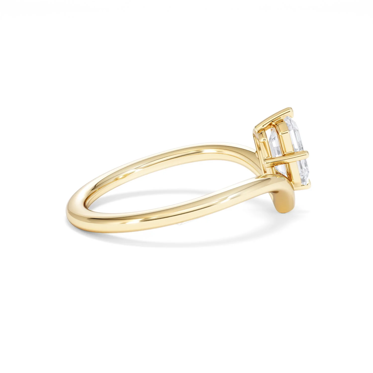 Vela 1.00ct Emerald Cut Lab Diamond Solitaire Engagement Ring in 18K Yellow Gold - Image 30