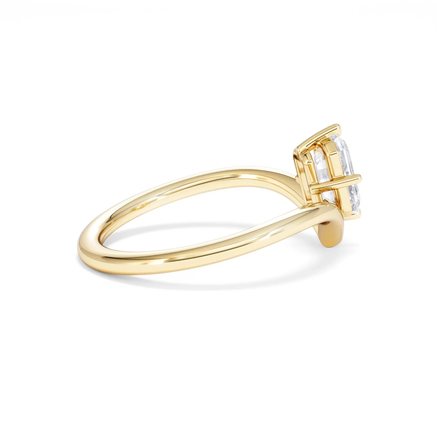 Vela 1.00ct Emerald Cut Lab Diamond Solitaire Engagement Ring in 18K Yellow Gold - Image 31