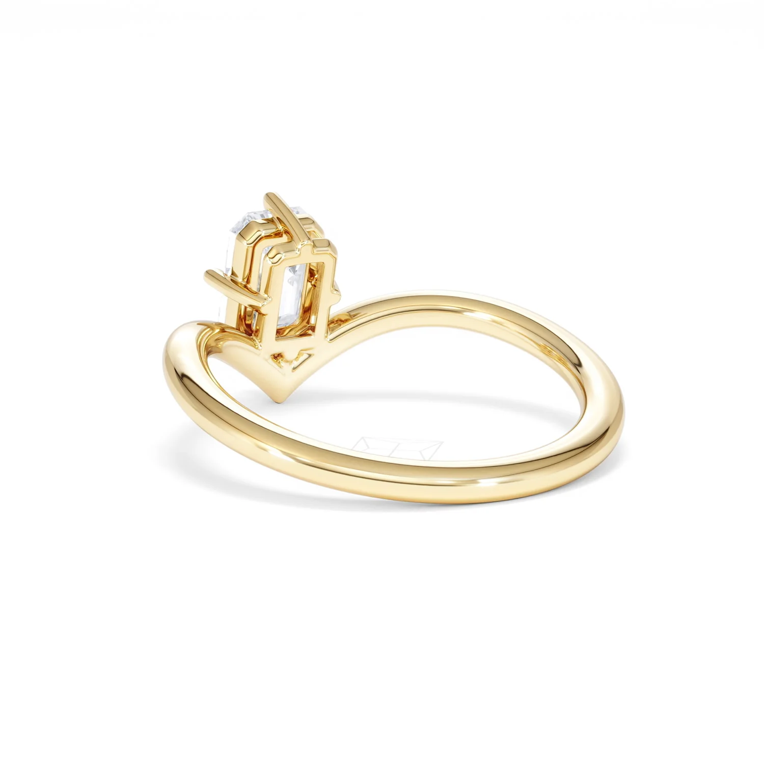 Vela 1.00ct Emerald Cut Lab Diamond Solitaire Engagement Ring in 18K Yellow Gold - Image 55