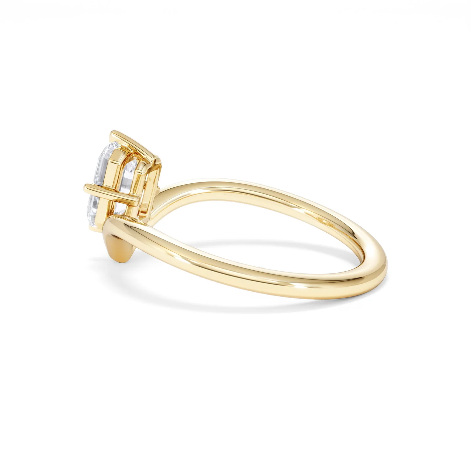 Vela 1.00ct Emerald Cut Lab Diamond Solitaire Engagement Ring in 18K Yellow Gold - Image 63