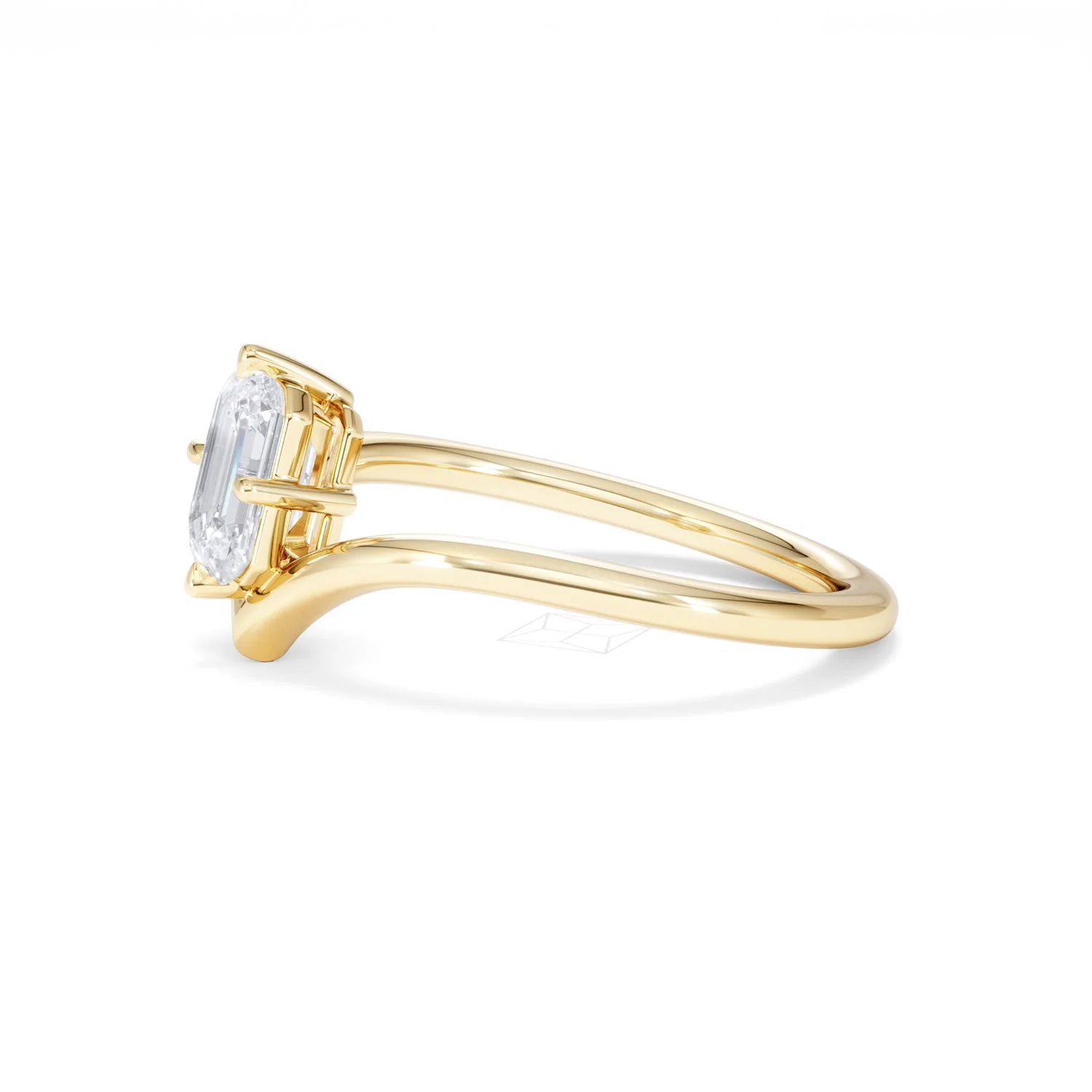 Vela 1.00ct Emerald Cut Lab Diamond Solitaire Engagement Ring in 18K Yellow Gold - Image 72