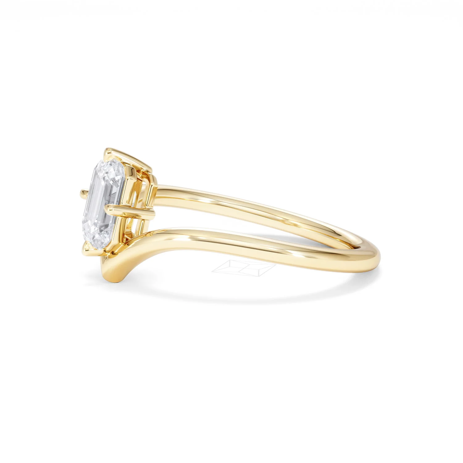 Vela 1.00ct Emerald Cut Lab Diamond Solitaire Engagement Ring in 18K Yellow Gold - Image 73