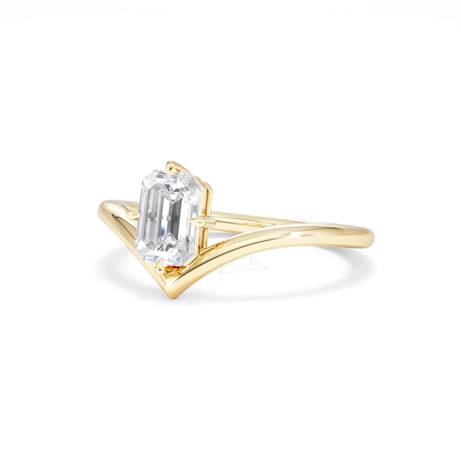 Vela 1.00ct Emerald Cut Lab Diamond Solitaire Engagement Ring in 18K Yellow Gold - Image 82