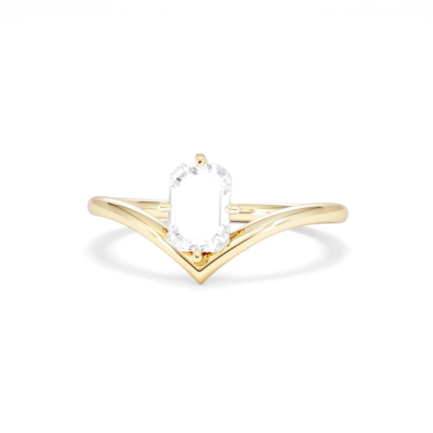 Vela 1.00ct Emerald Cut Lab Diamond Solitaire Engagement Ring in 18K Yellow Gold - Image 86