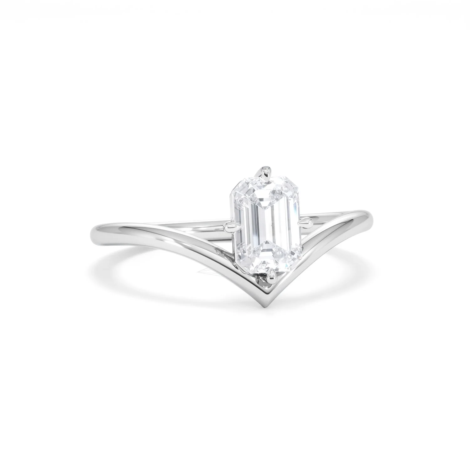 Vela 1.00ct Emerald Cut Lab Diamond Solitaire Engagement Ring in Platinum - Image 10