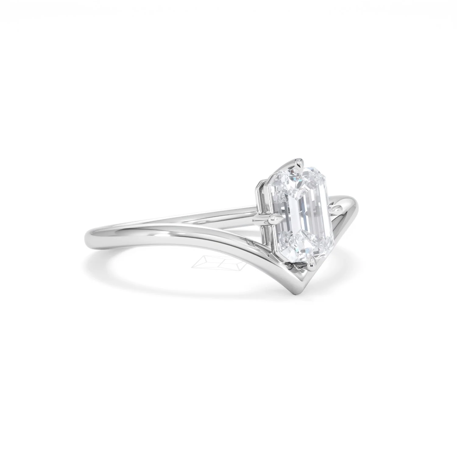 Vela 1.00ct Emerald Cut Lab Diamond Solitaire Engagement Ring in Platinum - Image 14