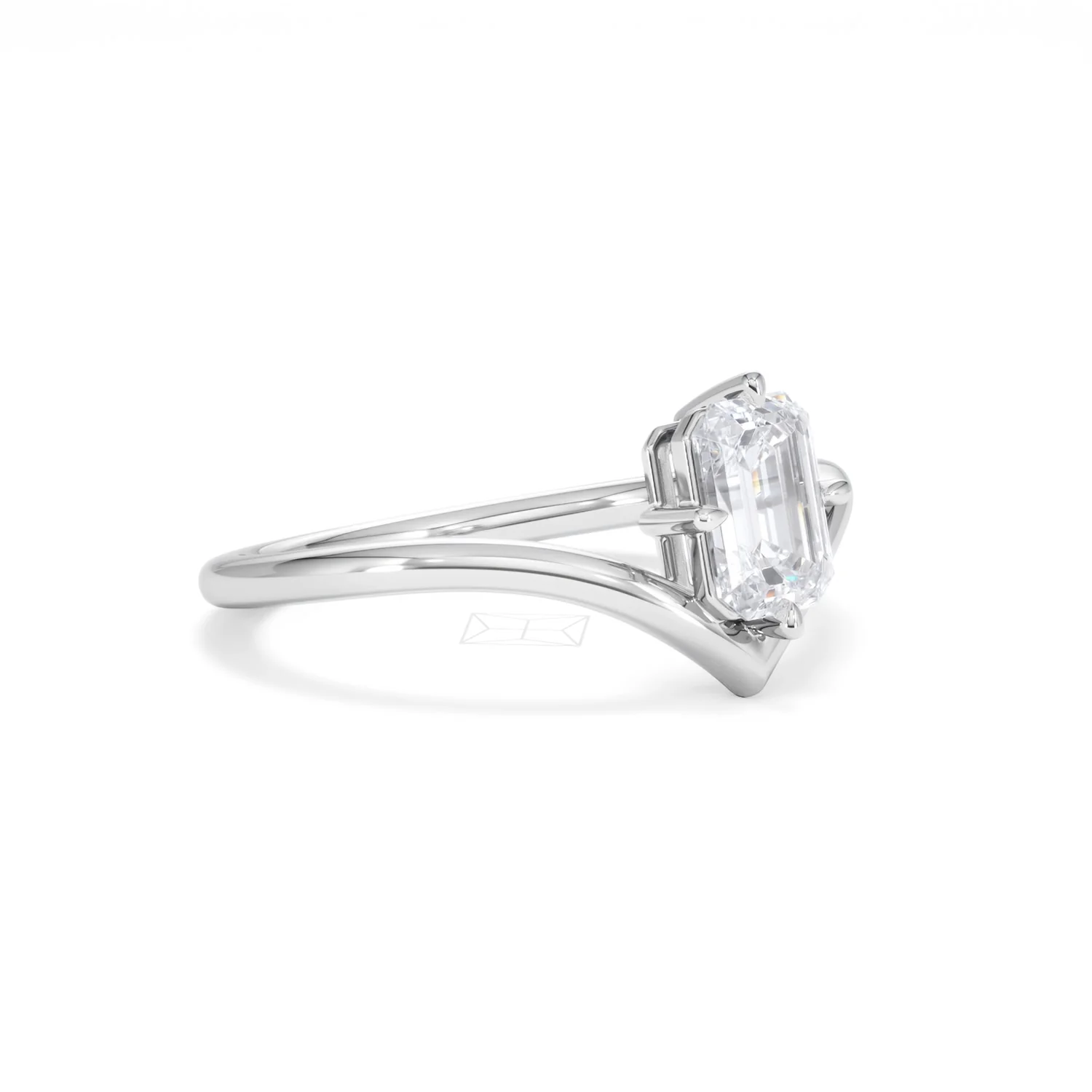 Vela 1.00ct Emerald Cut Lab Diamond Solitaire Engagement Ring in Platinum - Image 16