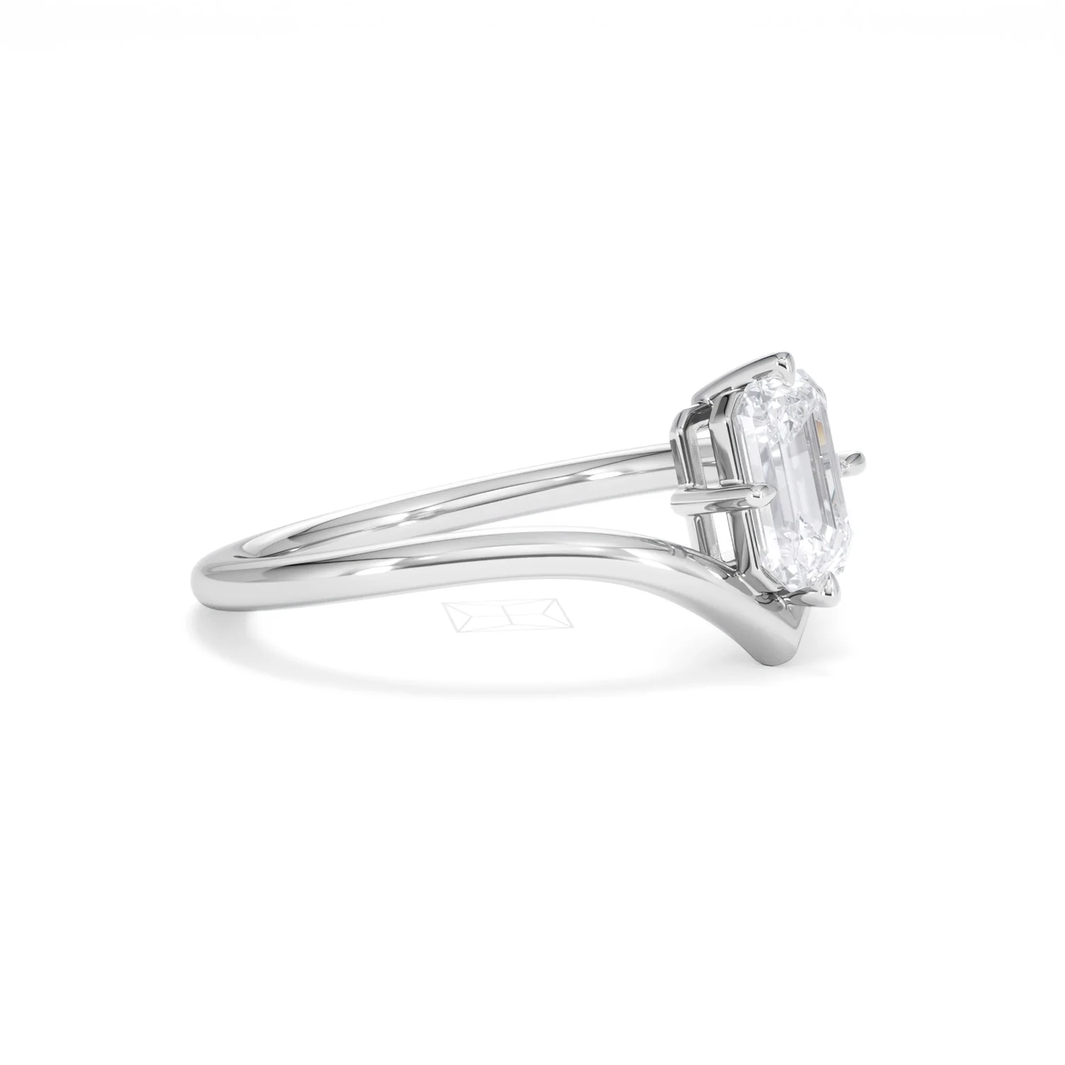 Vela 1.00ct Emerald Cut Lab Diamond Solitaire Engagement Ring in Platinum - Image 19