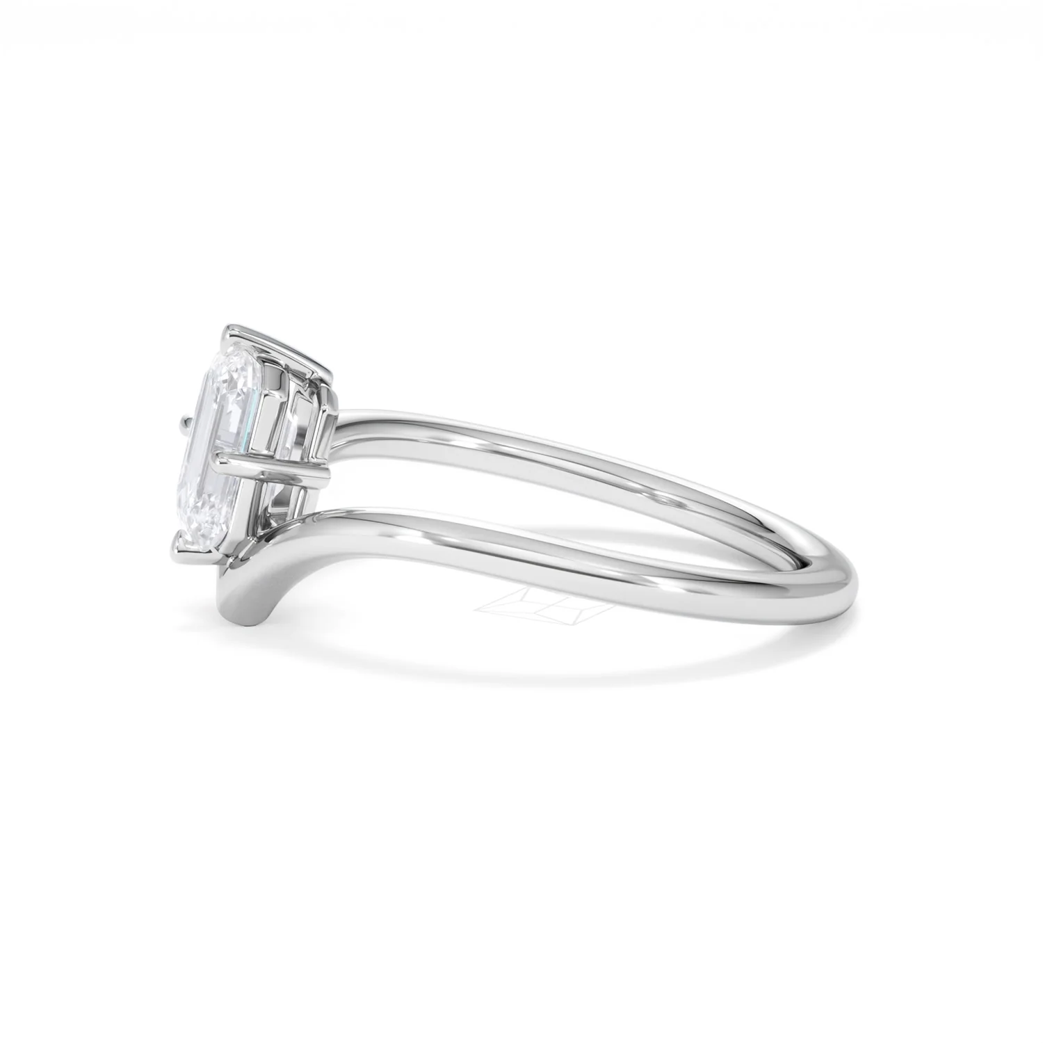 Vela 1.00ct Emerald Cut Lab Diamond Solitaire Engagement Ring in Platinum - Image 70