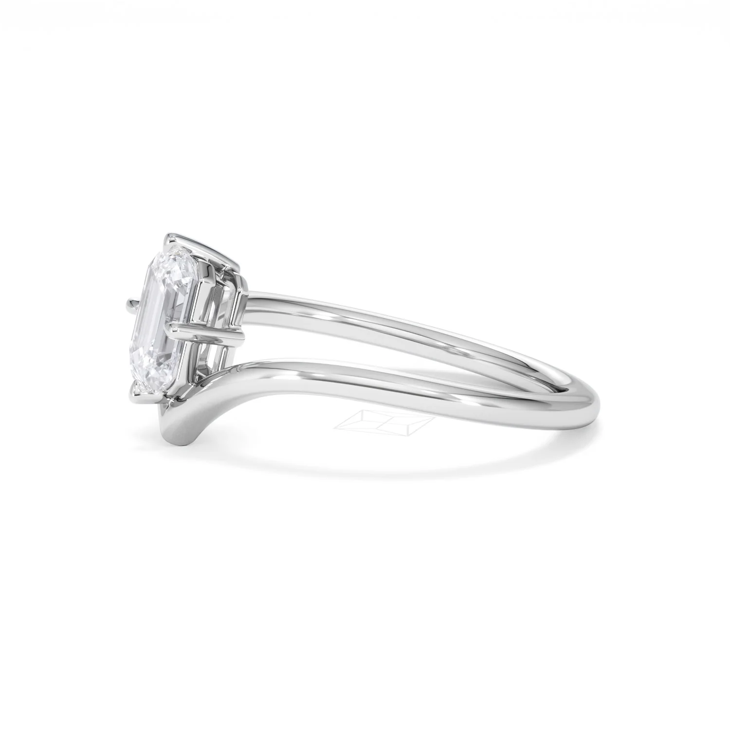 Vela 1.00ct Emerald Cut Lab Diamond Solitaire Engagement Ring in Platinum - Image 72
