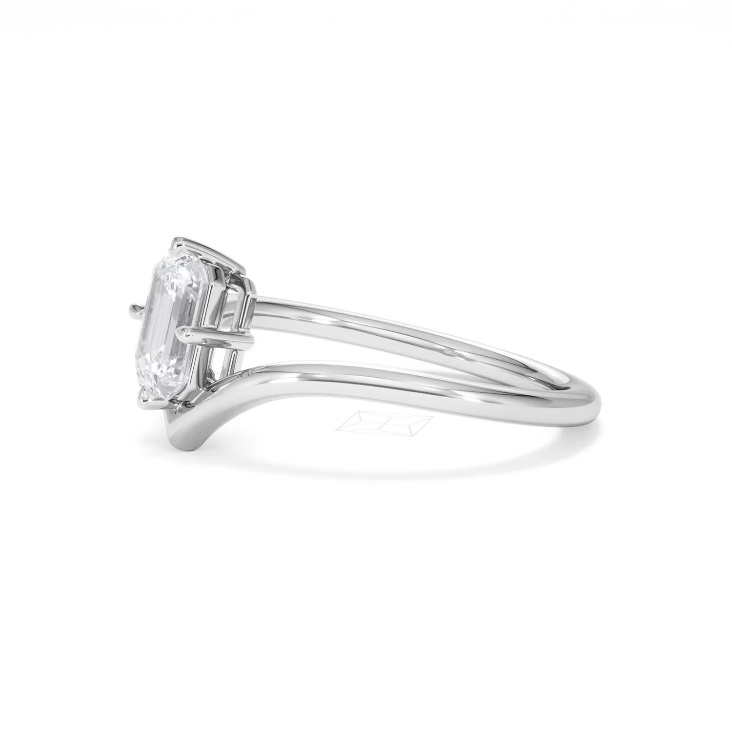 Vela 1.00ct Emerald Cut Lab Diamond Solitaire Engagement Ring in Platinum - Image 73