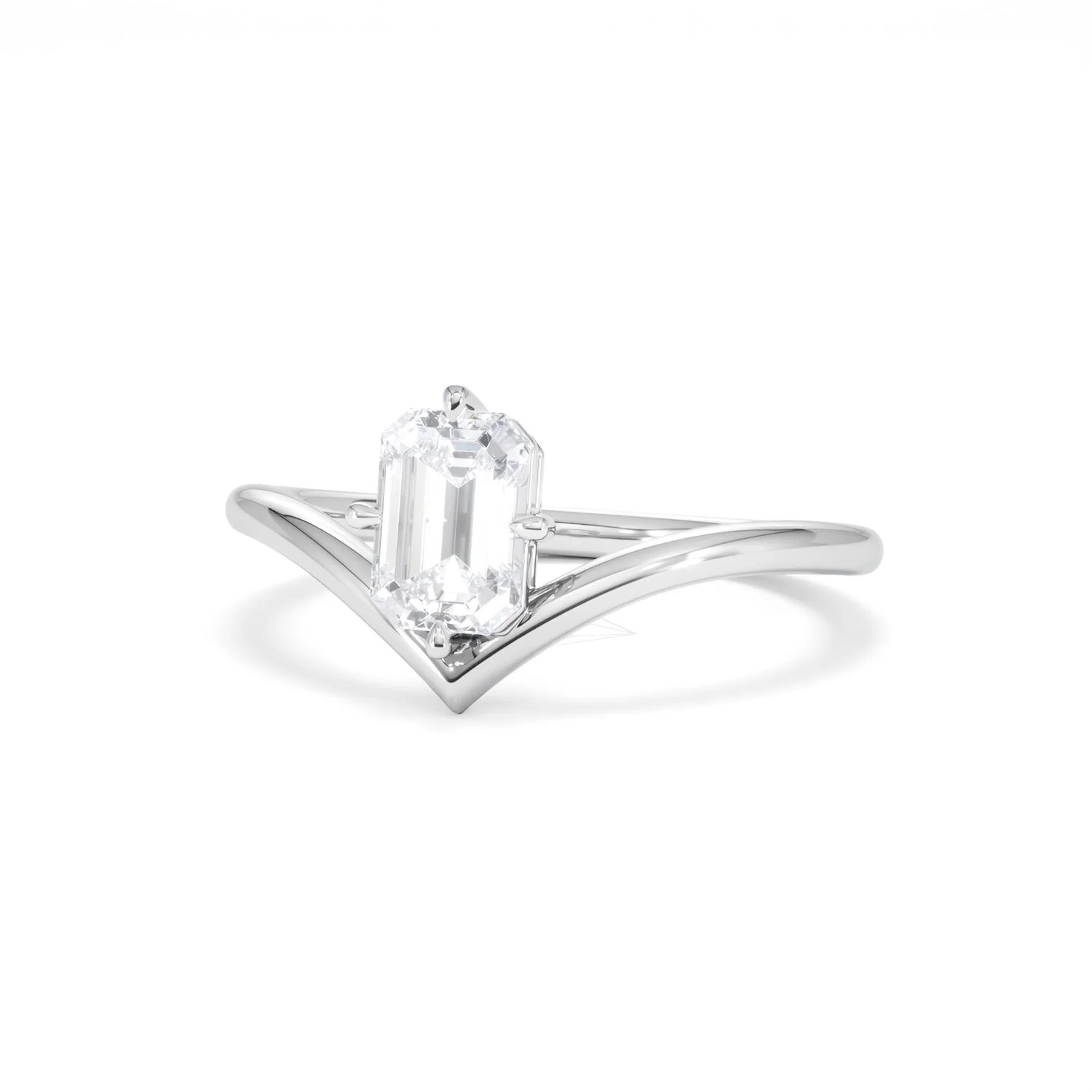 Vela 1.00ct Emerald Cut Lab Diamond Solitaire Engagement Ring in Platinum - Image 83