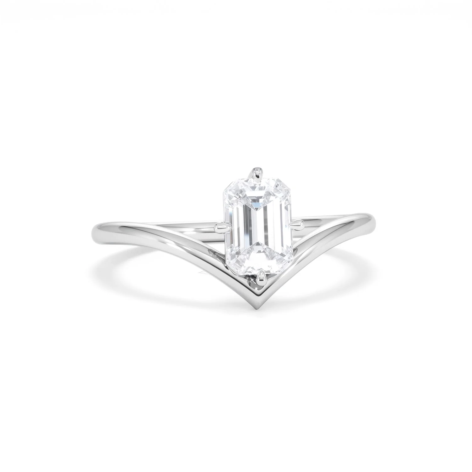Vela 1.00ct Emerald Cut Lab Diamond Solitaire Engagement Ring in Platinum - Image 9