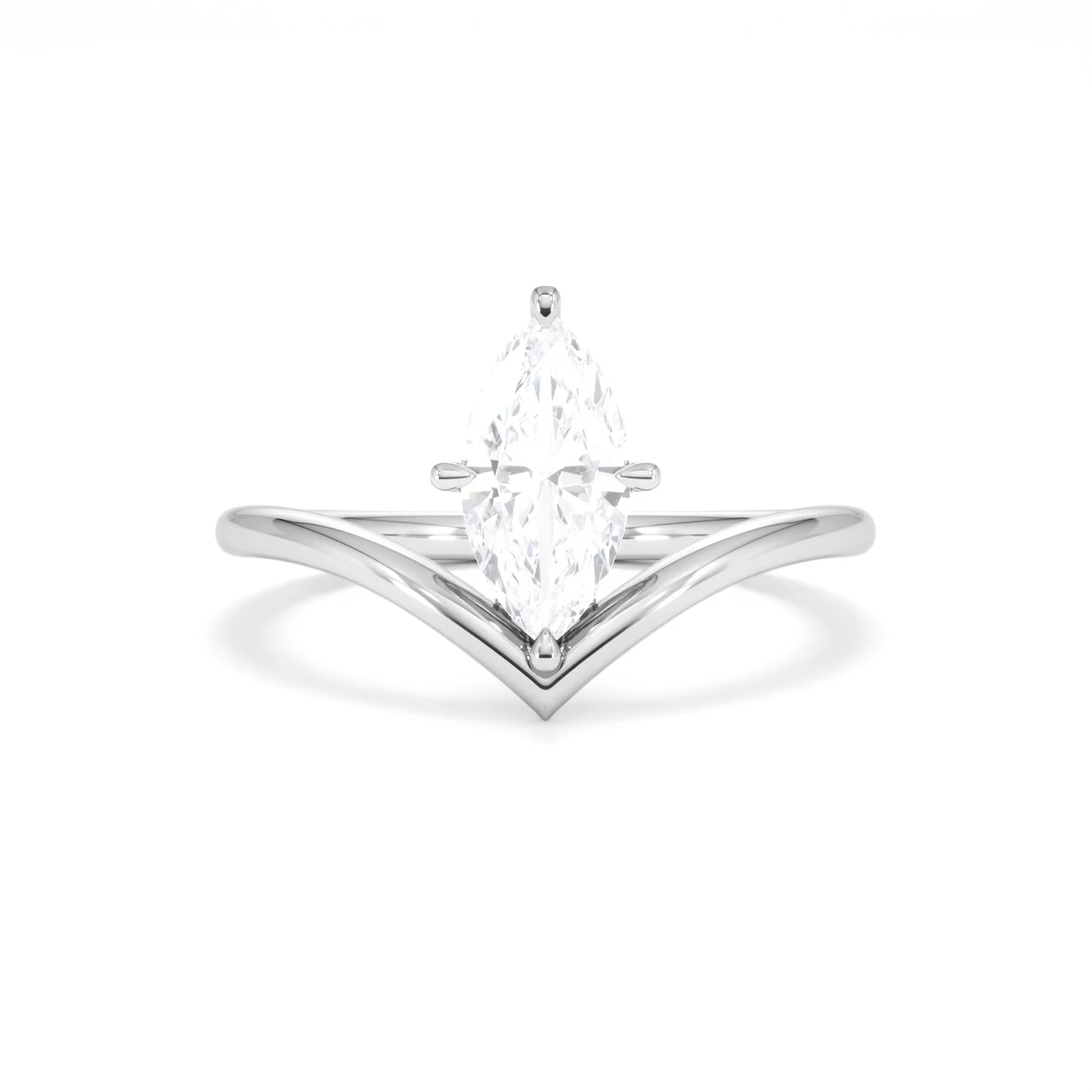 Vela 1.00ct Marquise Cut Lab Diamond Solitaire Engagement Ring in Platinum - Image 7