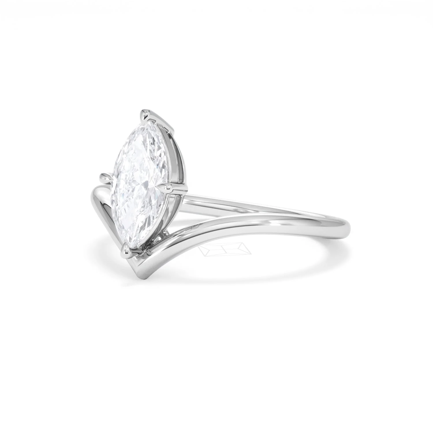 Vela 1.00ct Marquise Cut Lab Diamond Solitaire Engagement Ring in Platinum - Image 79