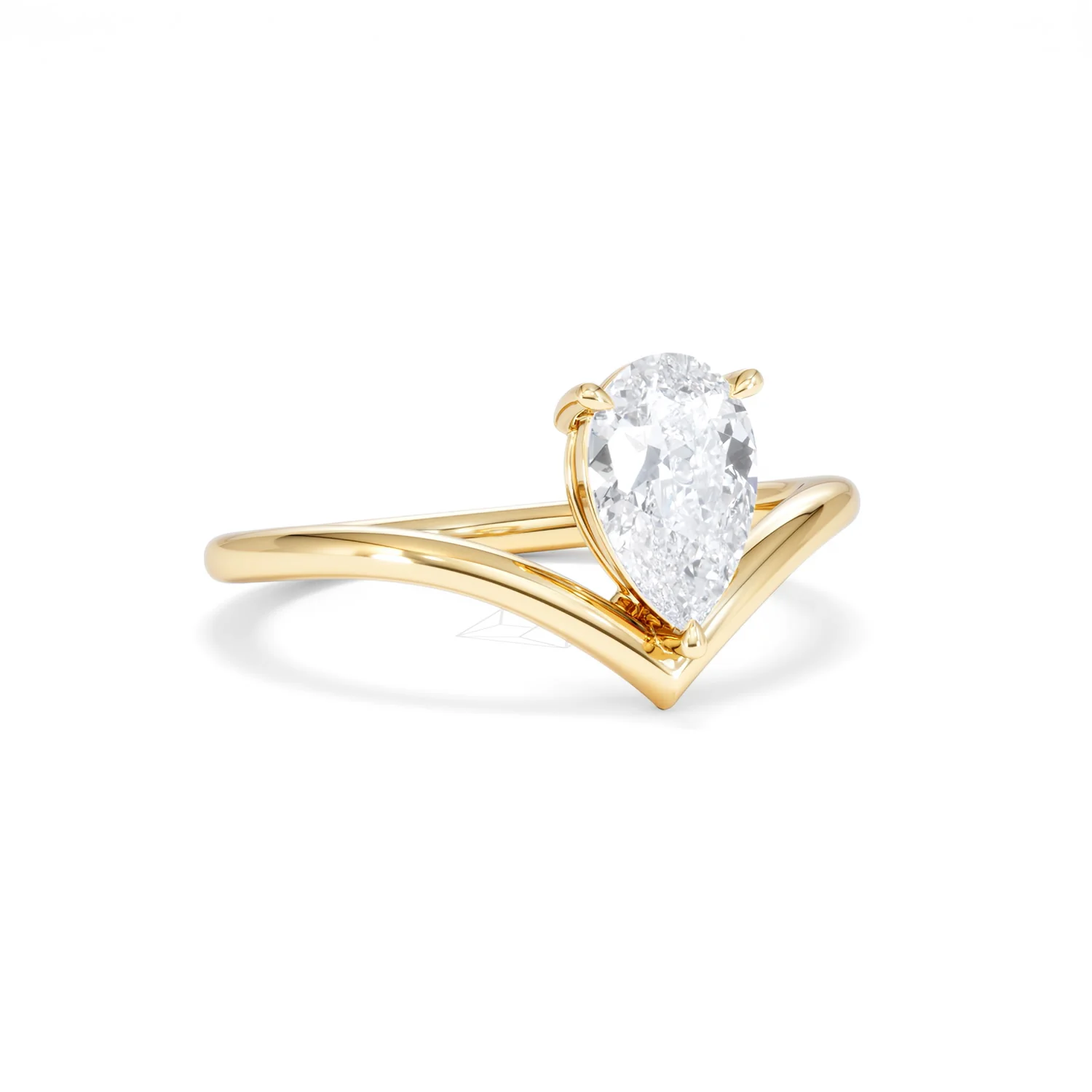 Vela 1.00ct Pear Cut Lab Diamond Solitaire Engagement Ring in 18K Yellow Gold - Image 13