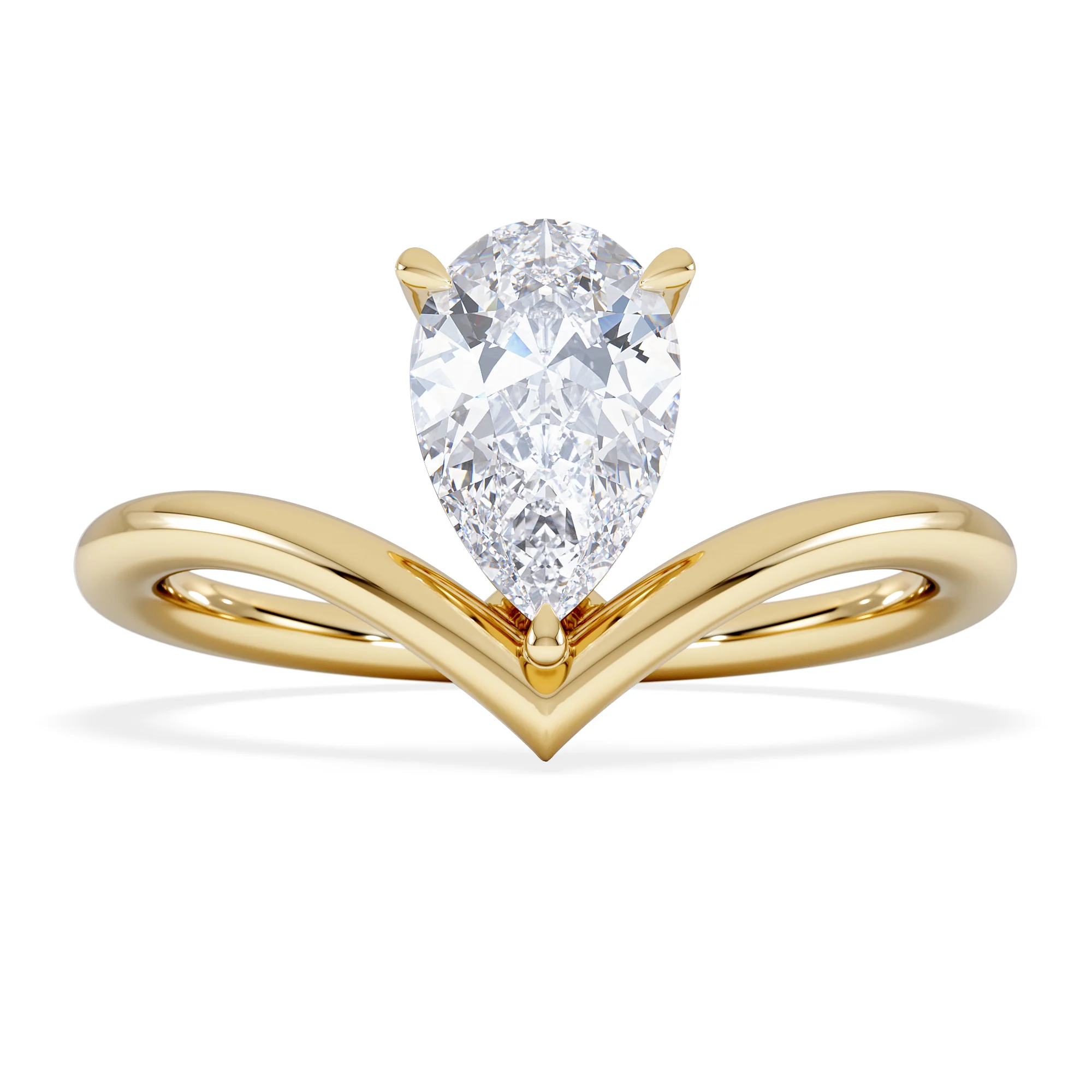 Vela 1.00ct Pear Cut Lab Diamond Solitaire Engagement Ring in 18K Yellow Gold - Image 3