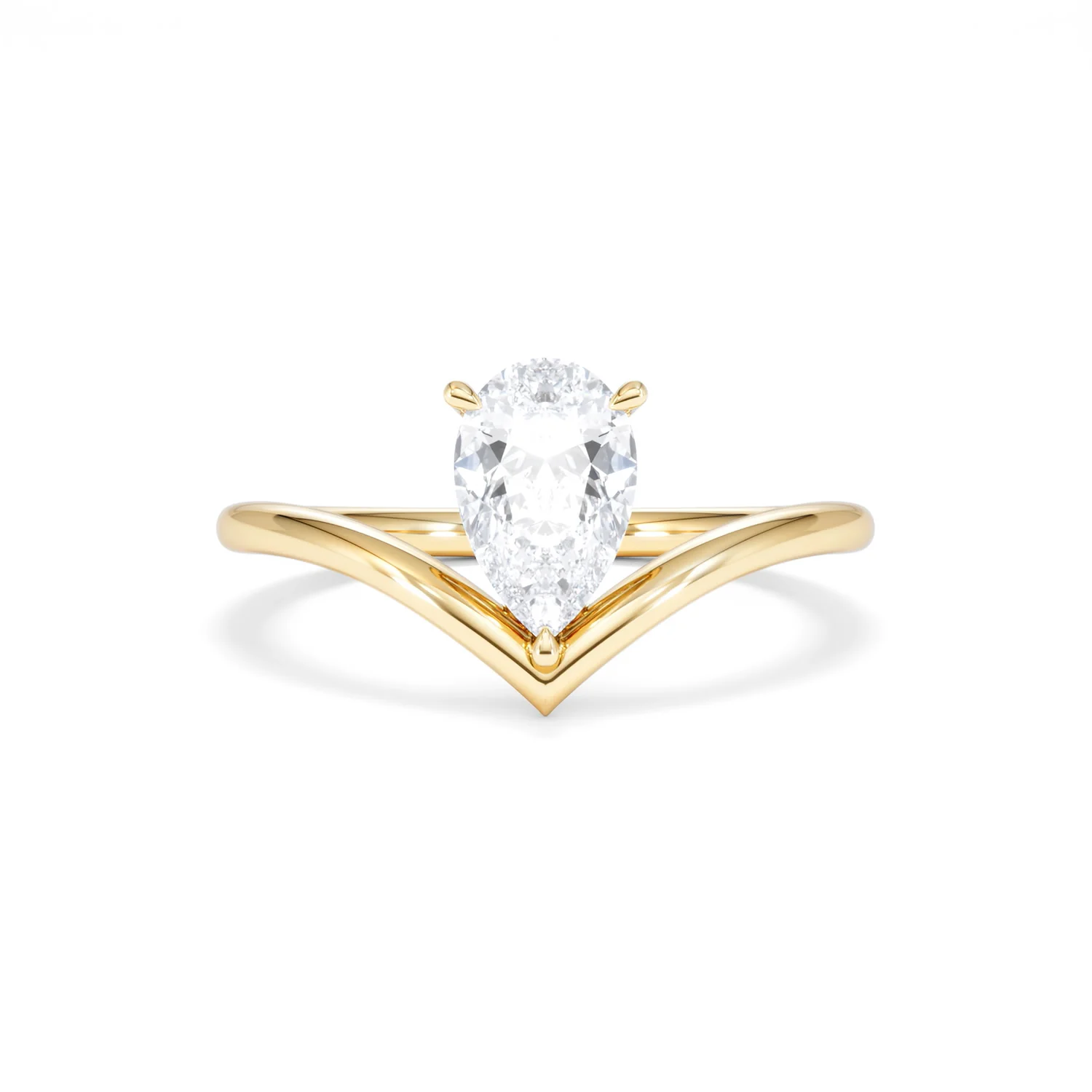 Vela 1.00ct Pear Cut Lab Diamond Solitaire Engagement Ring in 18K Yellow Gold - Image 8