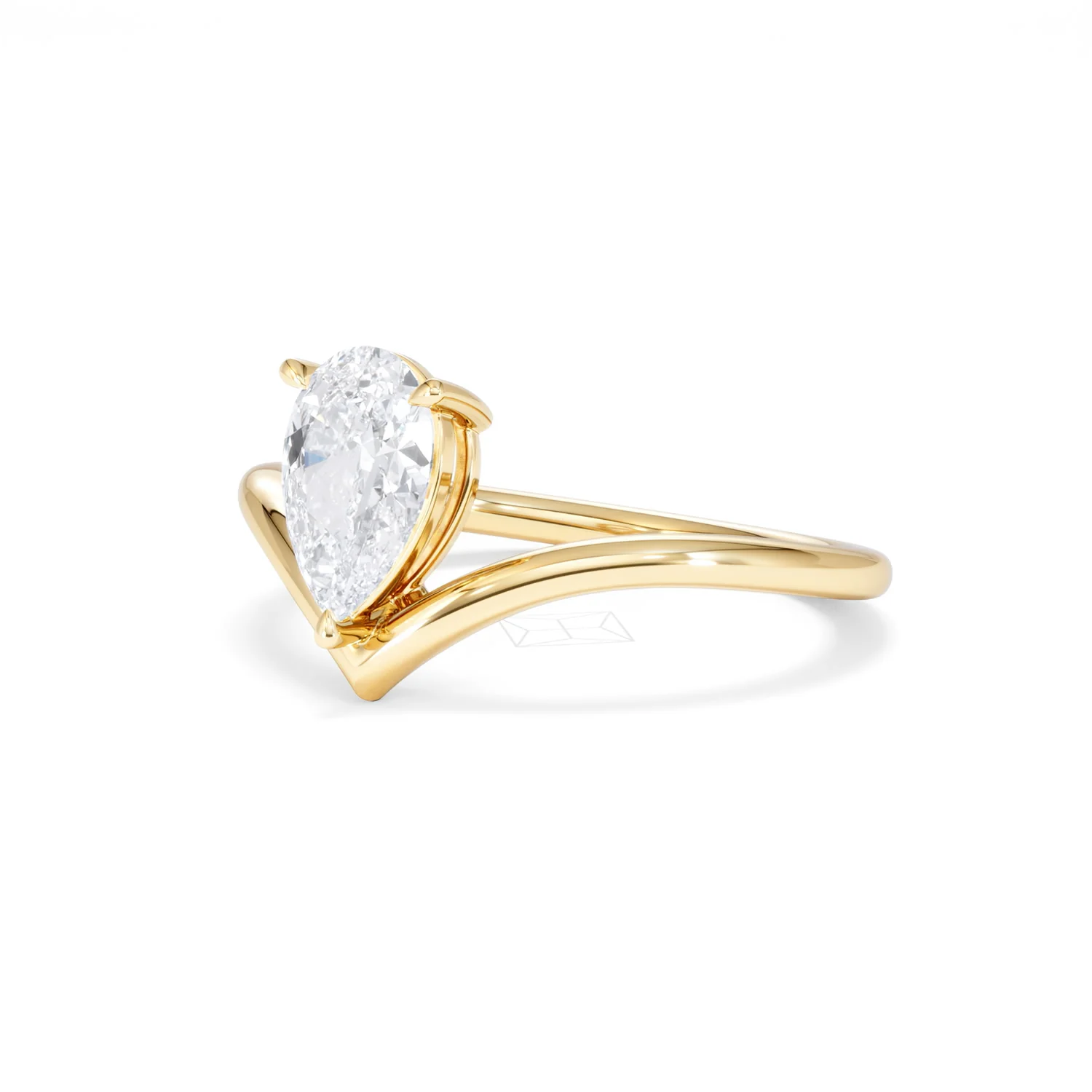 Vela 1.00ct Pear Cut Lab Diamond Solitaire Engagement Ring in 18K Yellow Gold - Image 80