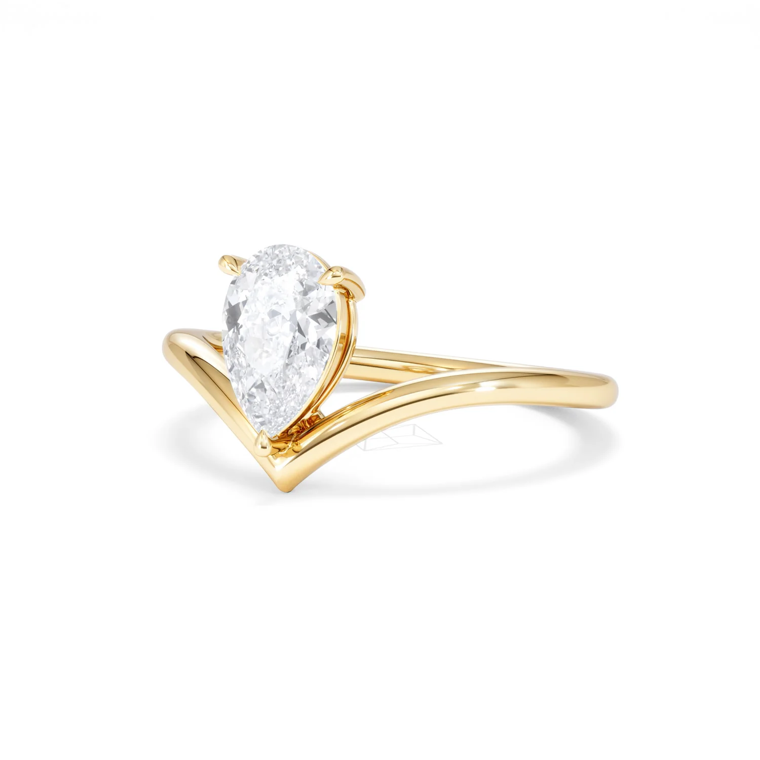 Vela 1.00ct Pear Cut Lab Diamond Solitaire Engagement Ring in 18K Yellow Gold - Image 82