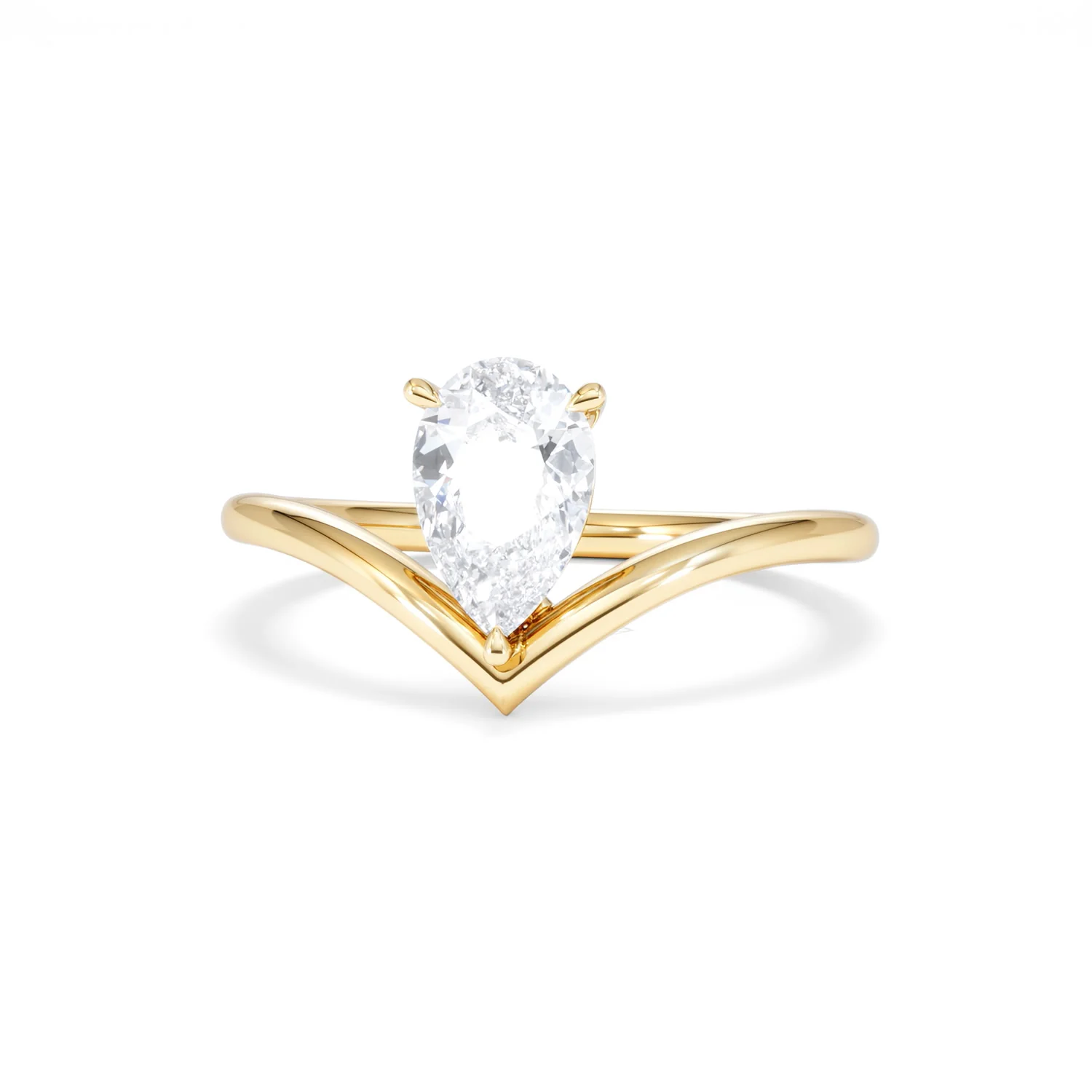 Vela 1.00ct Pear Cut Lab Diamond Solitaire Engagement Ring in 18K Yellow Gold - Image 86