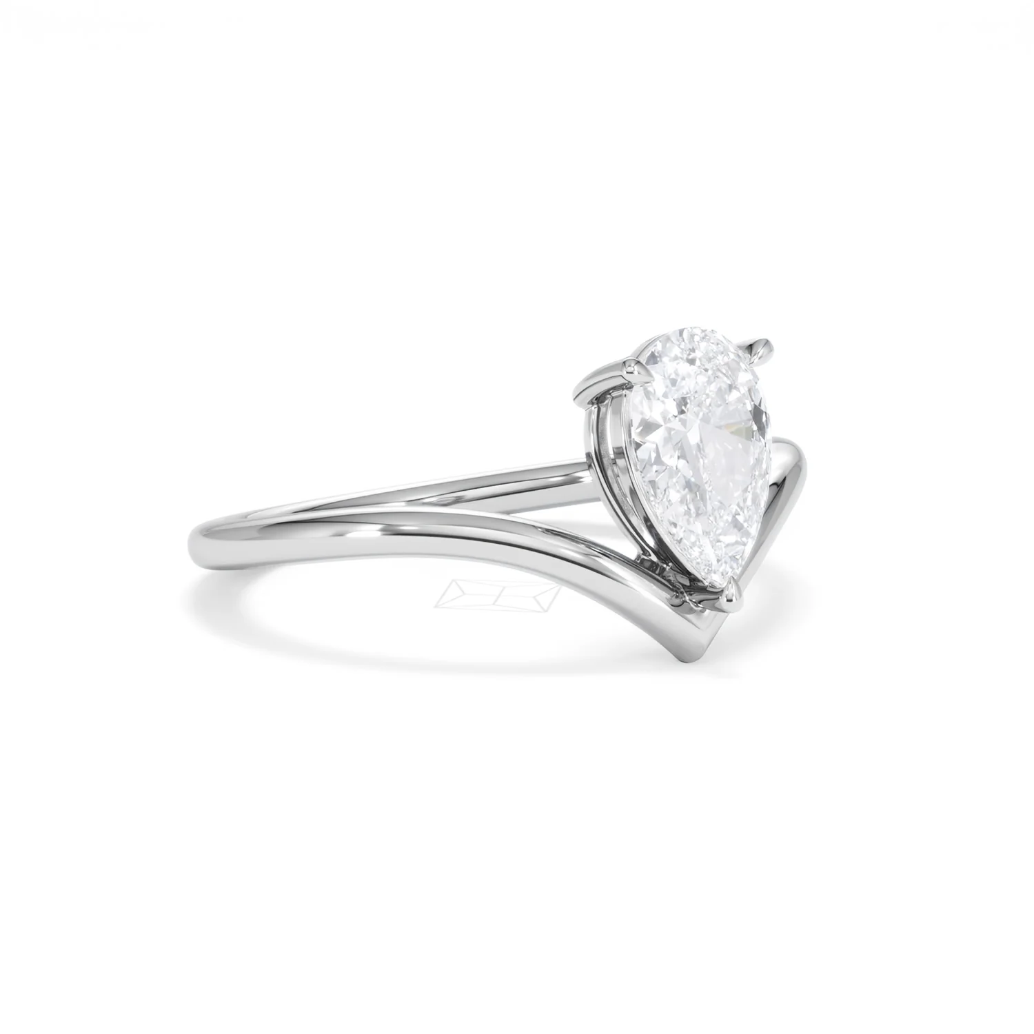 Vela 1.00ct Pear Cut Lab Diamond Solitaire Engagement Ring in Platinum - Image 16