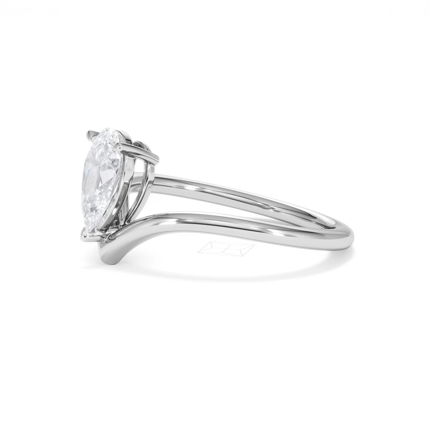Vela 1.00ct Pear Cut Lab Diamond Solitaire Engagement Ring in Platinum - Image 74