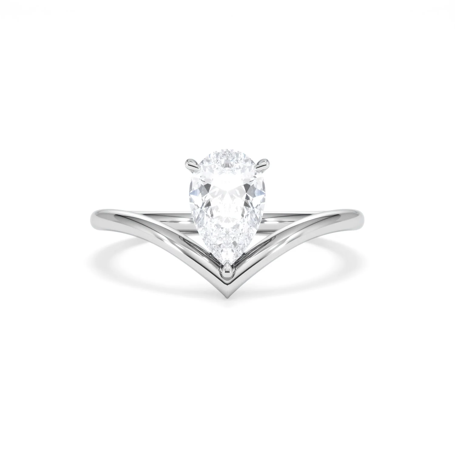 Vela 1.00ct Pear Cut Lab Diamond Solitaire Engagement Ring in Platinum - Image 8