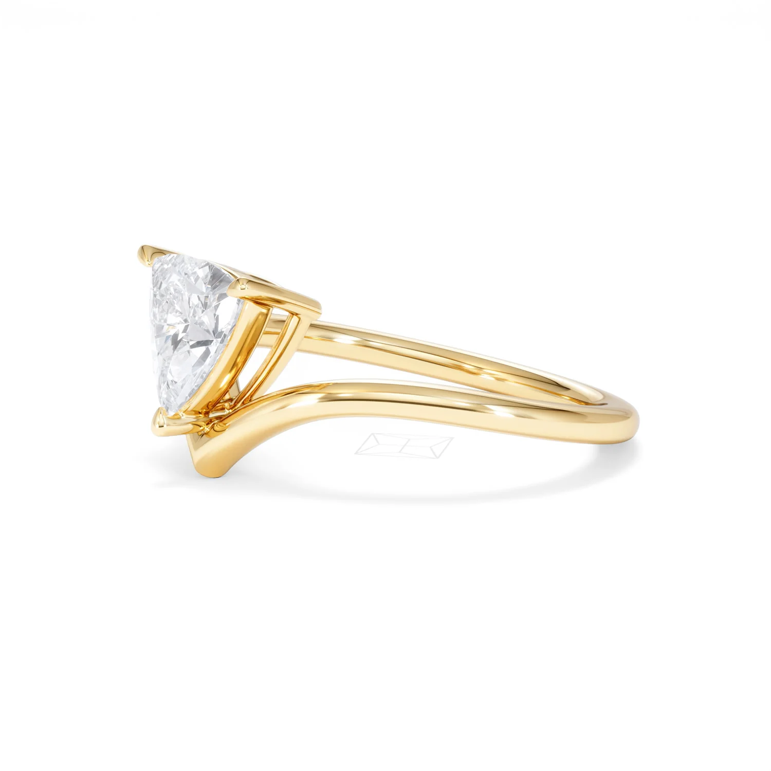 Vela 1.00ct Trillion Cut Lab Diamond Solitaire Engagement Ring in 18K Yellow Gold - Image 75