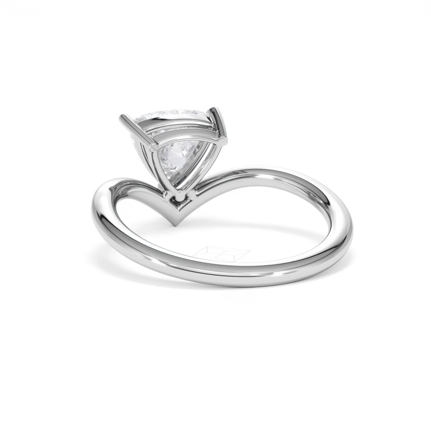 Vela 1.00ct Trillion Cut Lab Diamond Solitaire Engagement Ring in Platinum - Image 52