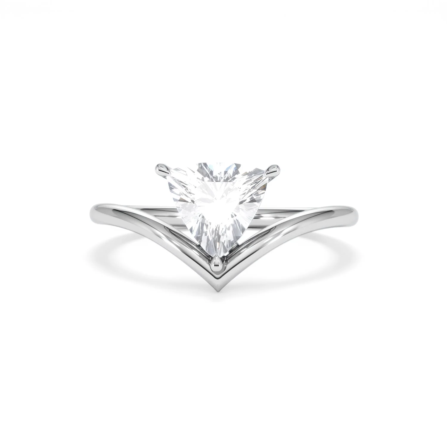 Vela 1.00ct Trillion Cut Lab Diamond Solitaire Engagement Ring in Platinum - Image 86