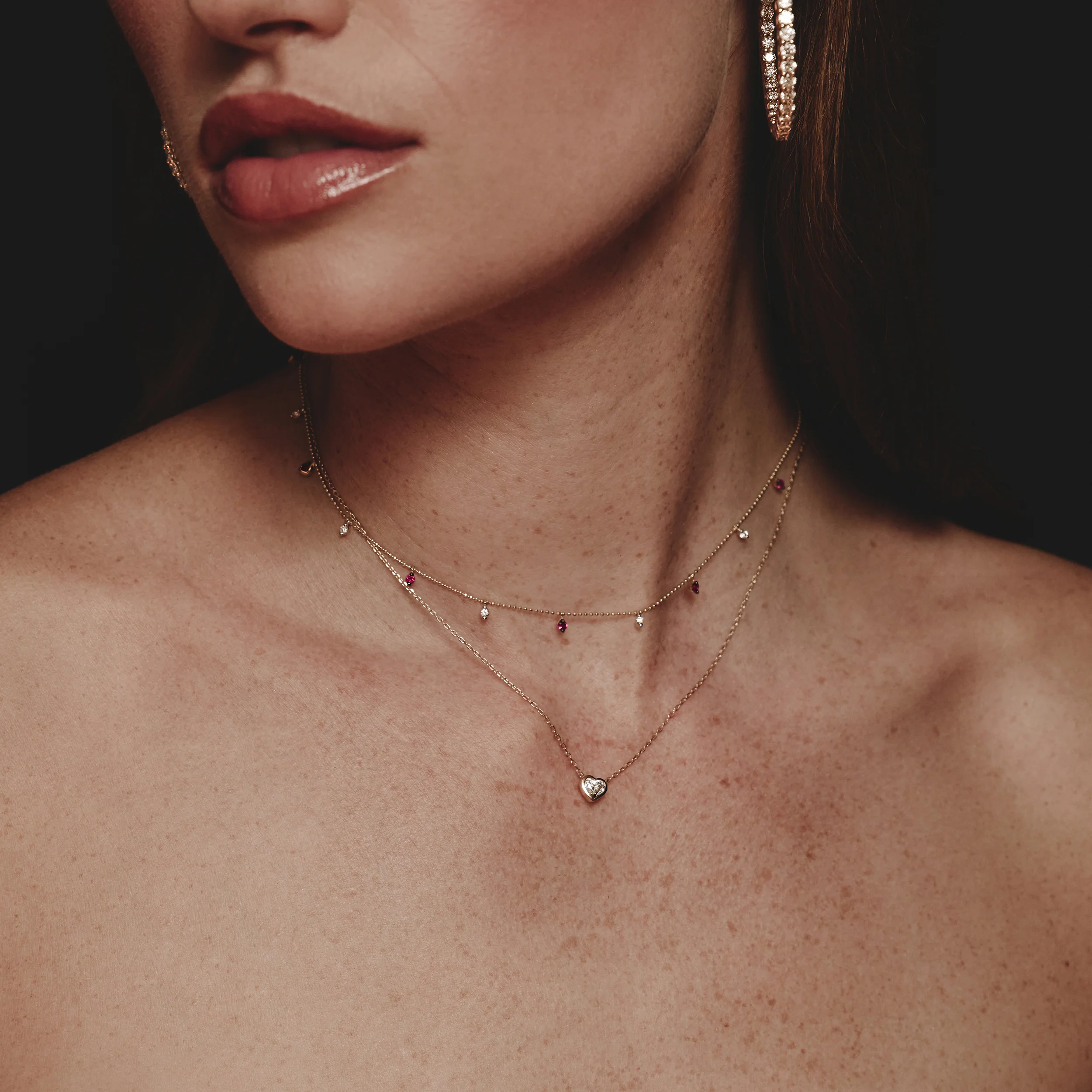 Vivara Lab Ruby and Lab Diamond Necklace Set in 9K White Gold - Image 4
