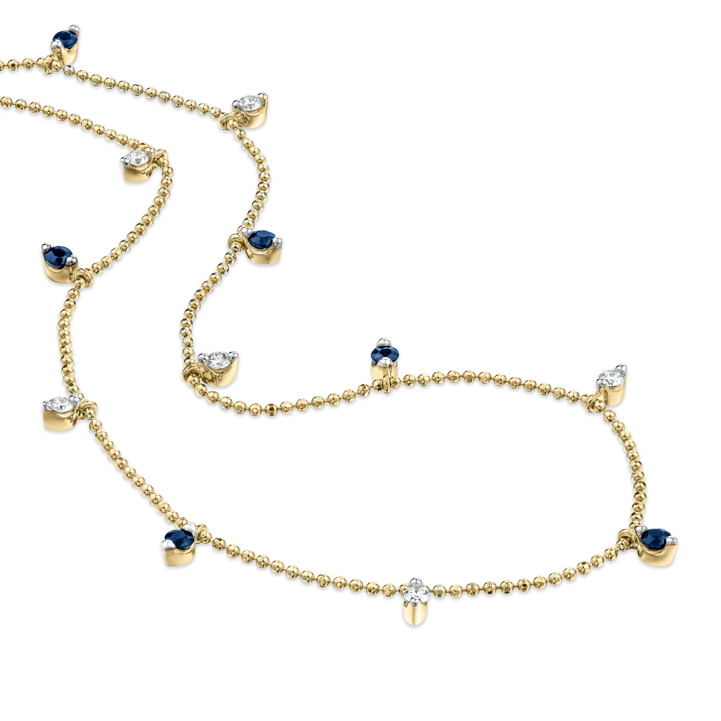 Vivara Lab Sapphire and Lab Diamond Necklace Set in 9K Yellow Gold - Image 3