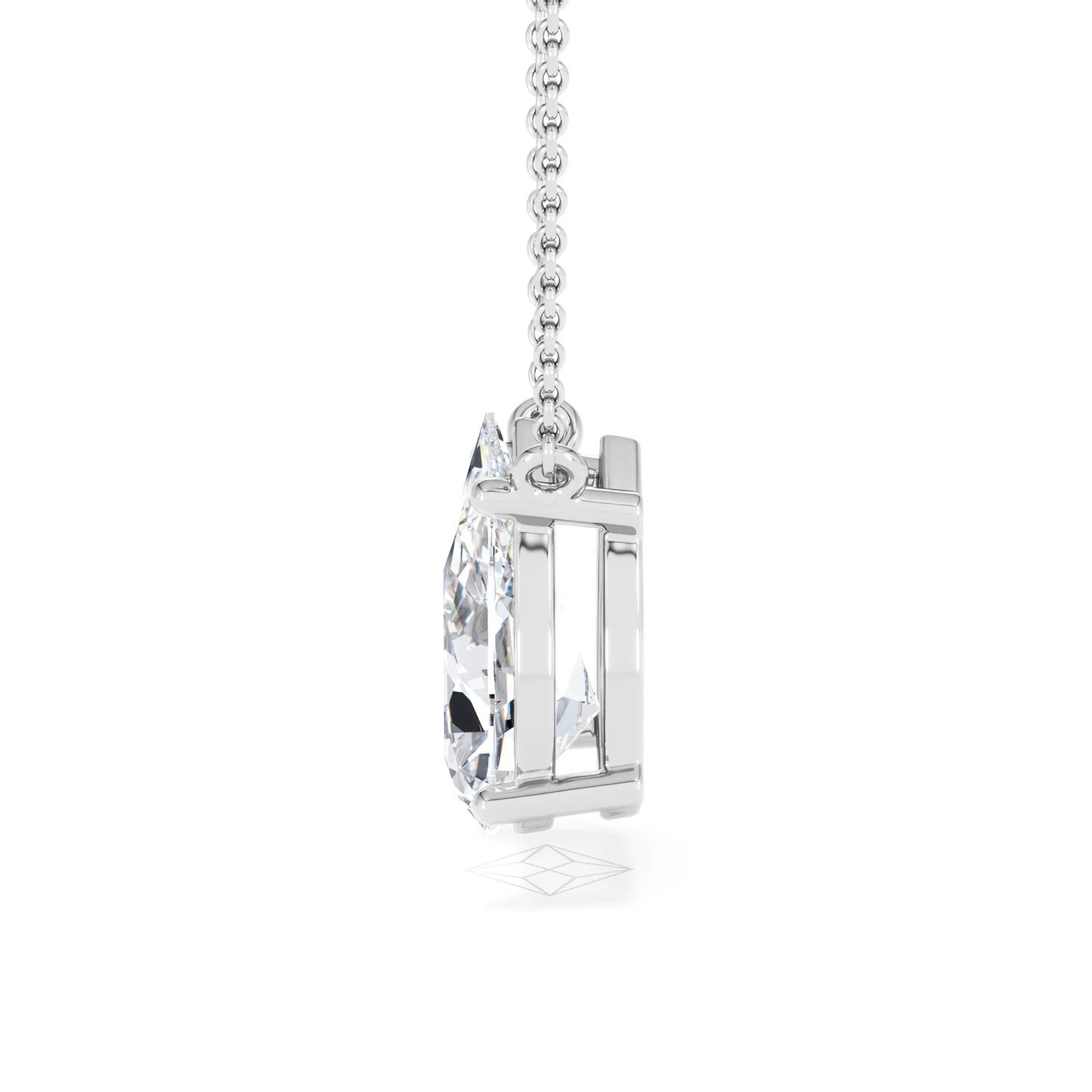 Wanderlust 3.00ct Floating Pear Cut Lab Diamond Necklaces in 9K White Gold - Image 69