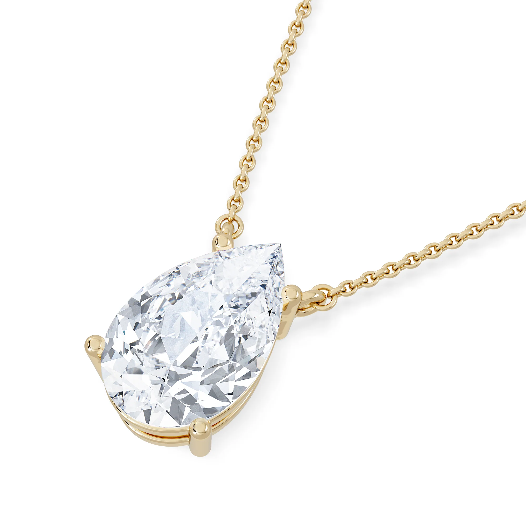 Wanderlust 3.00ct Floating Pear Cut Lab Diamond Necklaces in 9K Yellow Gold - Image 5
