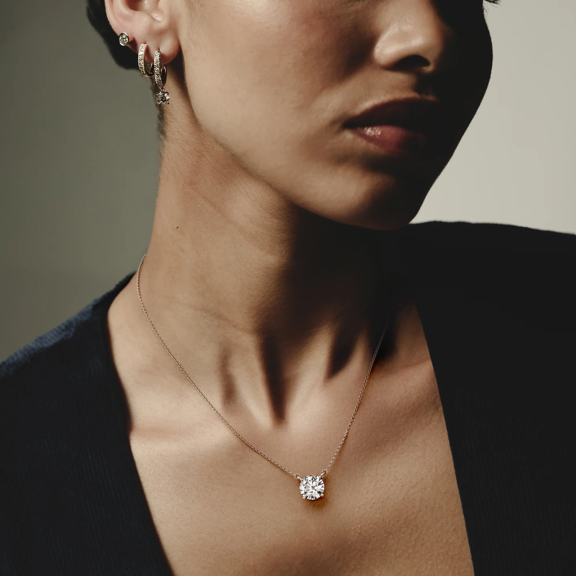 Wanderlust 3.00ct Floating Round Cut Lab Diamond Necklaces in 9K White Gold - Image 2