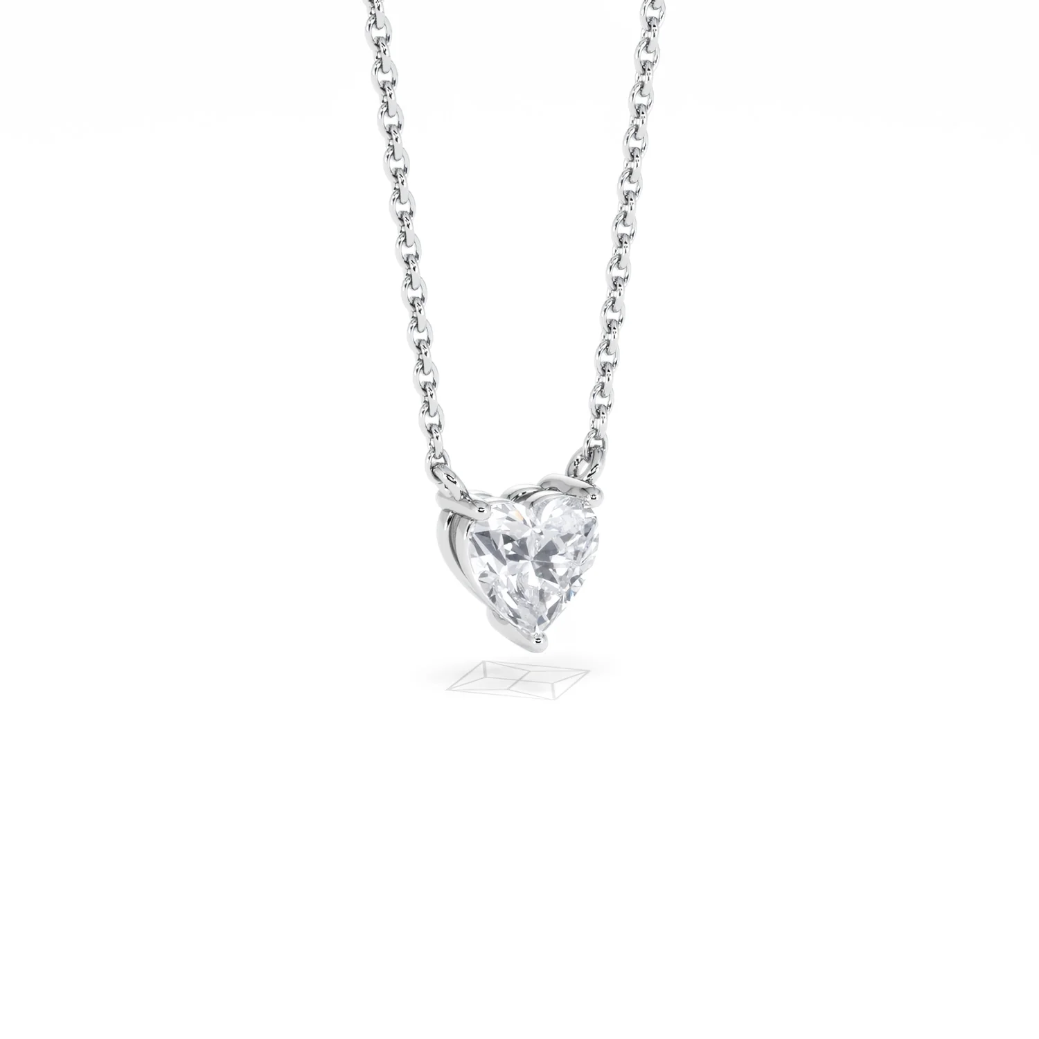 Wanderlust Floating Heart Cut Lab Diamond Solitaire Necklace 0.50ct H/SI in 9K White Gold - Image 16